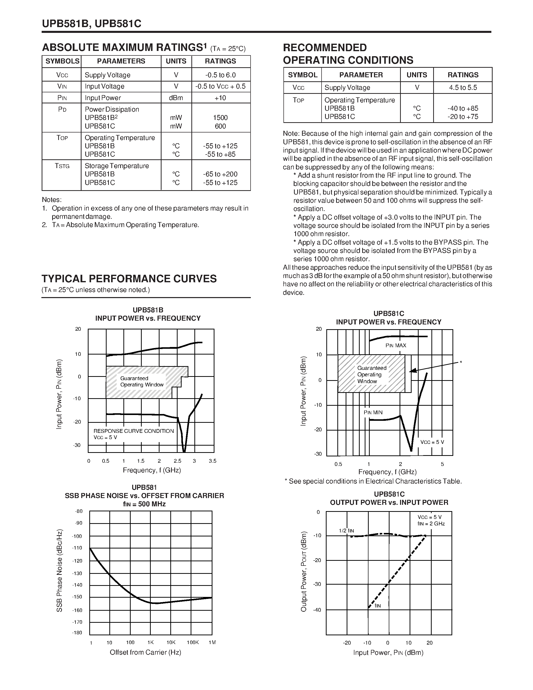 Datasheet UPB581B page 2 Datasheet UPB581B - (UPB581B / UPB581C) DIVIDE- BY- 2 PRESCALER page 2