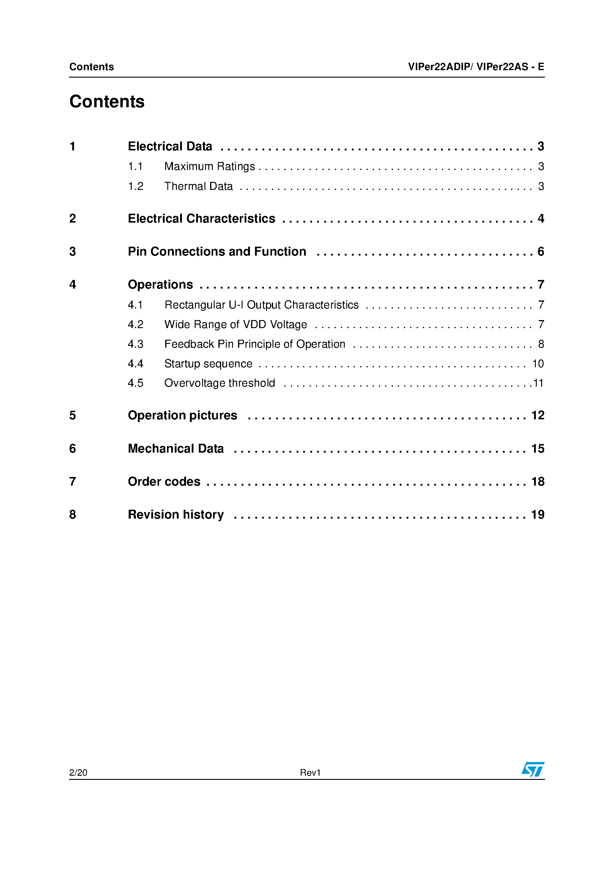 Datasheet VIPER22ADIP-E - Low Power OFF-Line SMPS Primary Switcher page 2