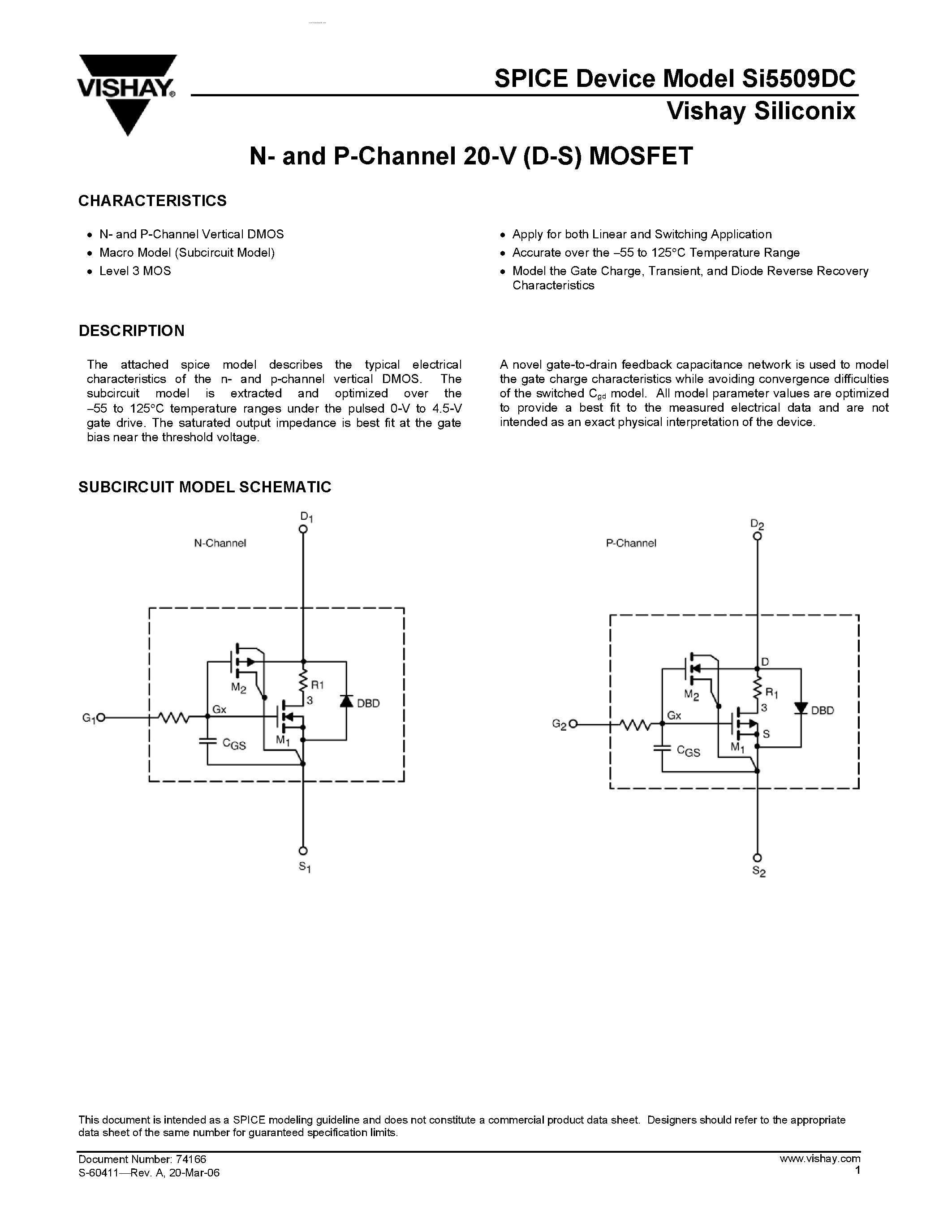 Даташит на микросхему SI5509DC страница 1 Даташит SI5509DC - N- and P-Channel 20-V (D-S) MOSFET страница 1