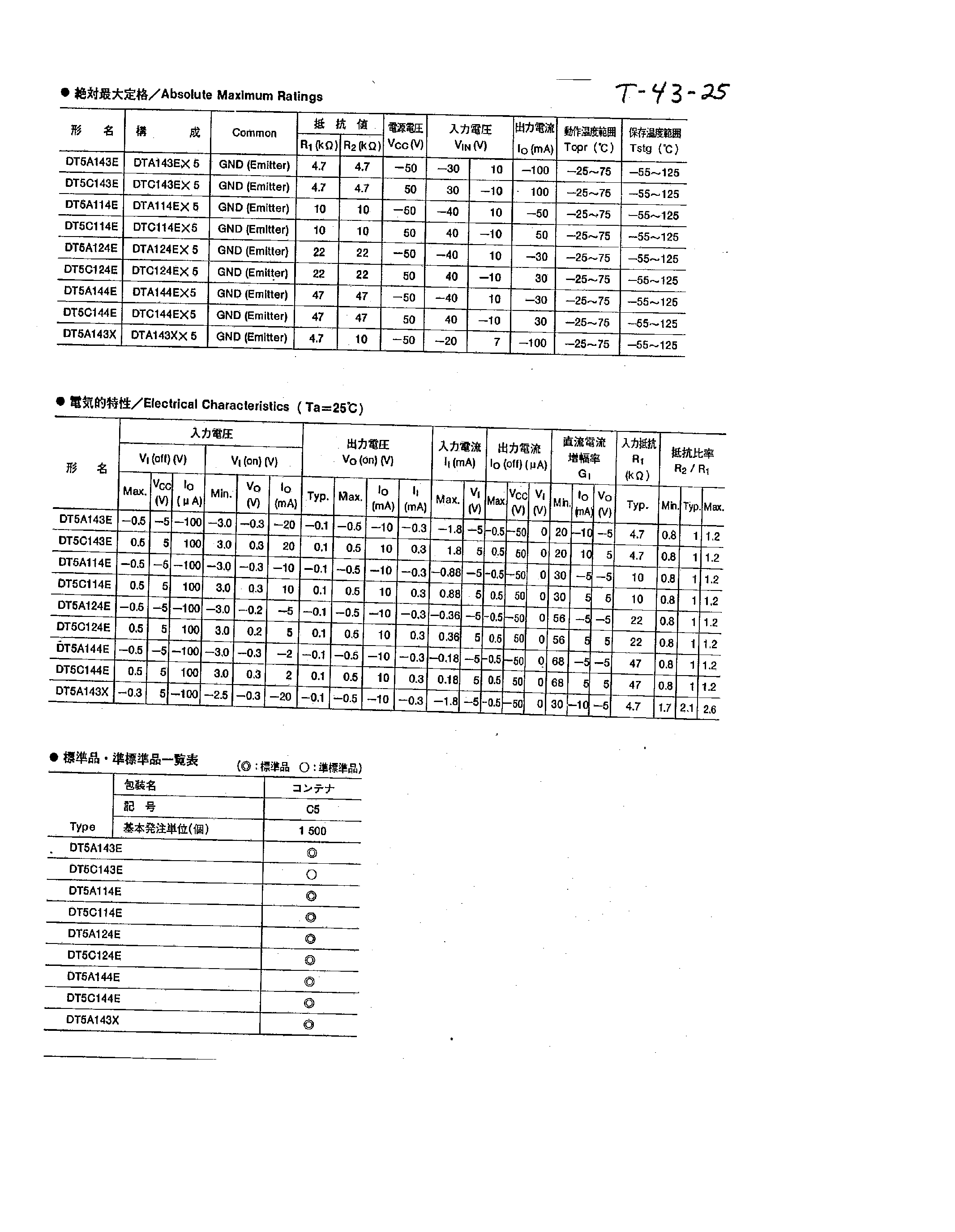 Datasheet DT5A page 2 Datasheet DT5A - (DT5A / DT5C) Transistor Switch Digital Transistor Arrays page 2