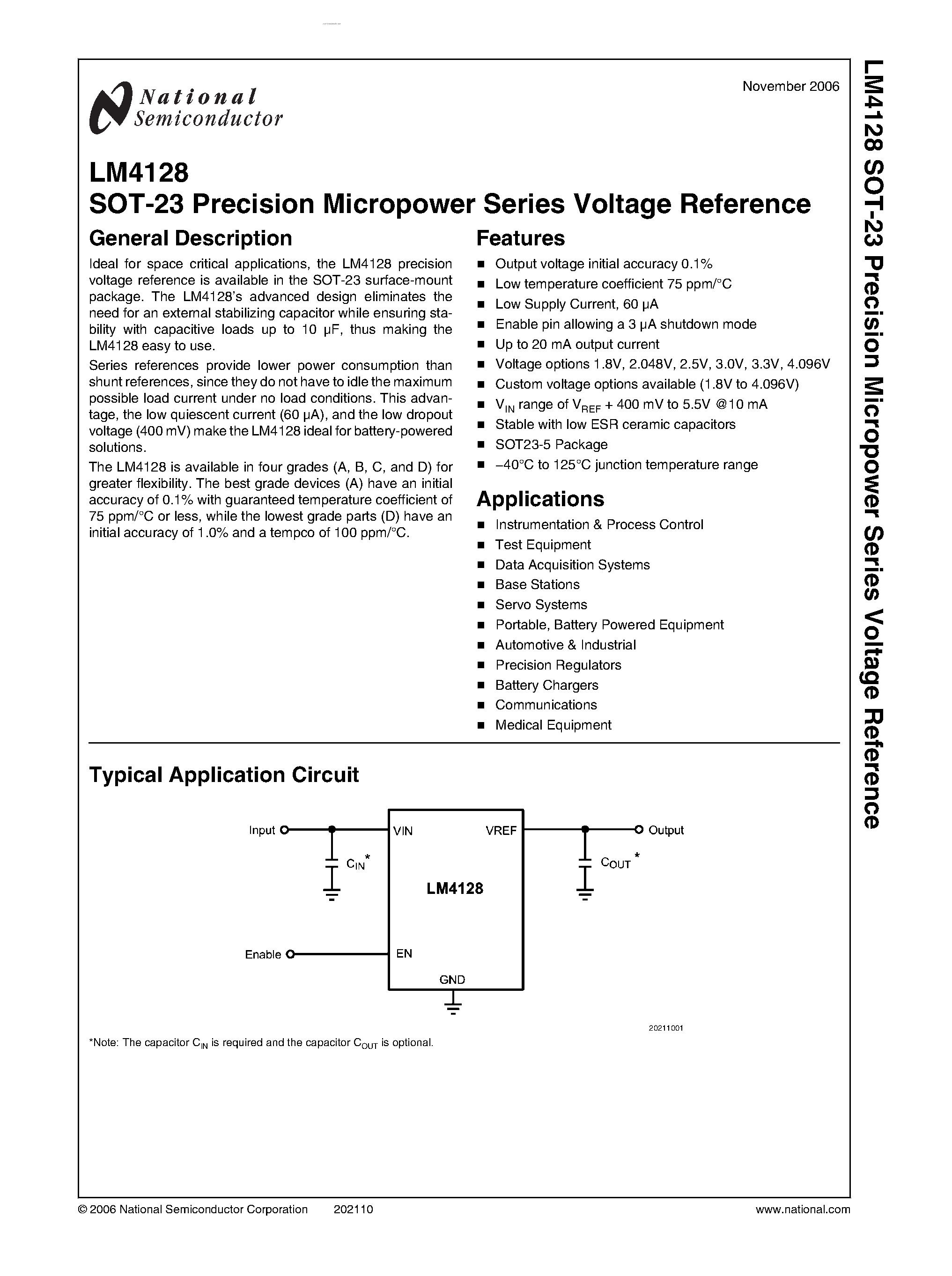 Datasheet LM4128 - SOT-23 Precision Micropower Series Voltage Reference page 1