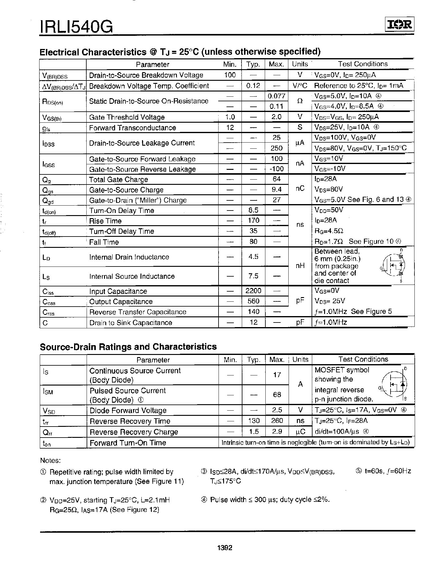Datasheet IRLI540G page 2 Datasheet IRLI540G - HEXFET Power MOSFET page 2