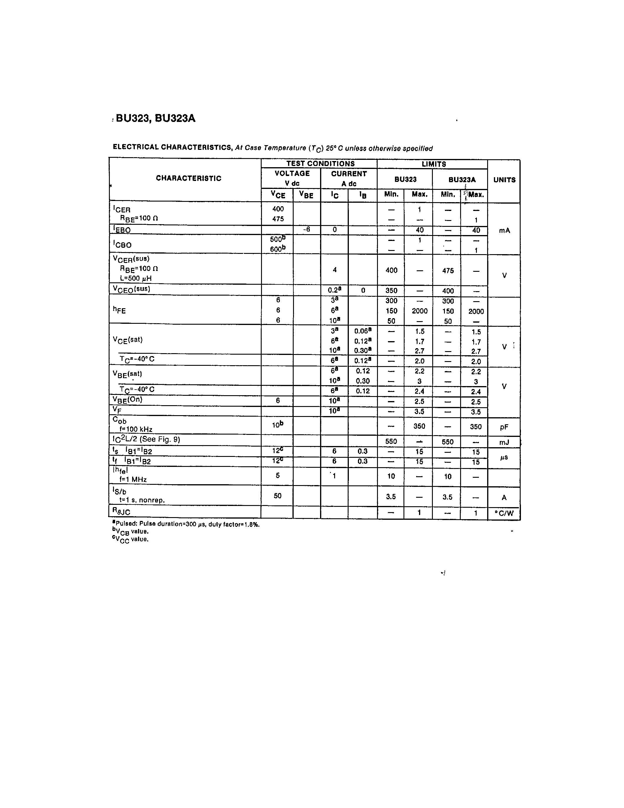 Datasheet BU323 - 10-Ampere N-P-N Monolithic Darlington Power Transistors page 2