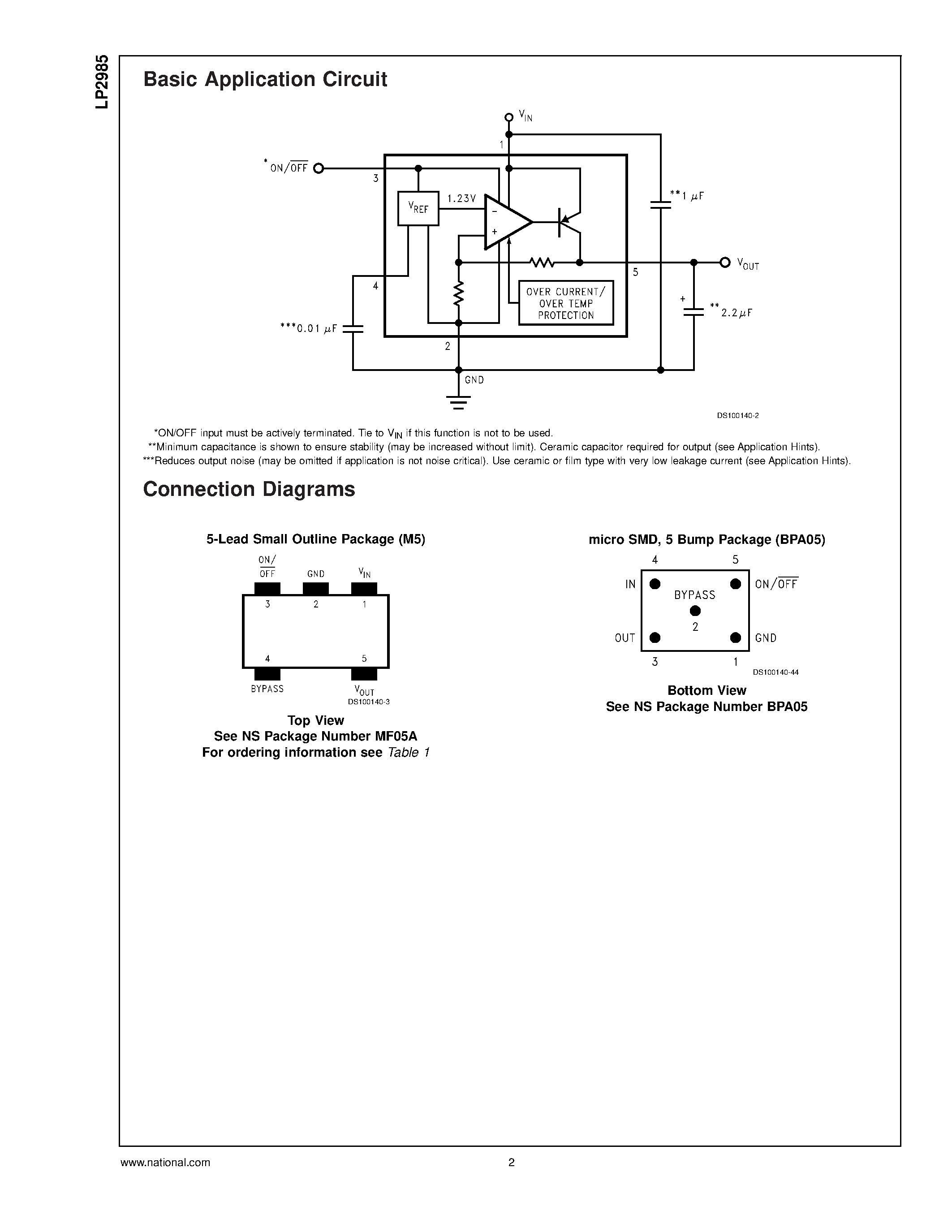 Datasheet LP2985 - Micropower 150 mA Low-Noise Ultra Low-Dropout Regulator Designed for Use with Very Low ESR Output Capacitors page 2