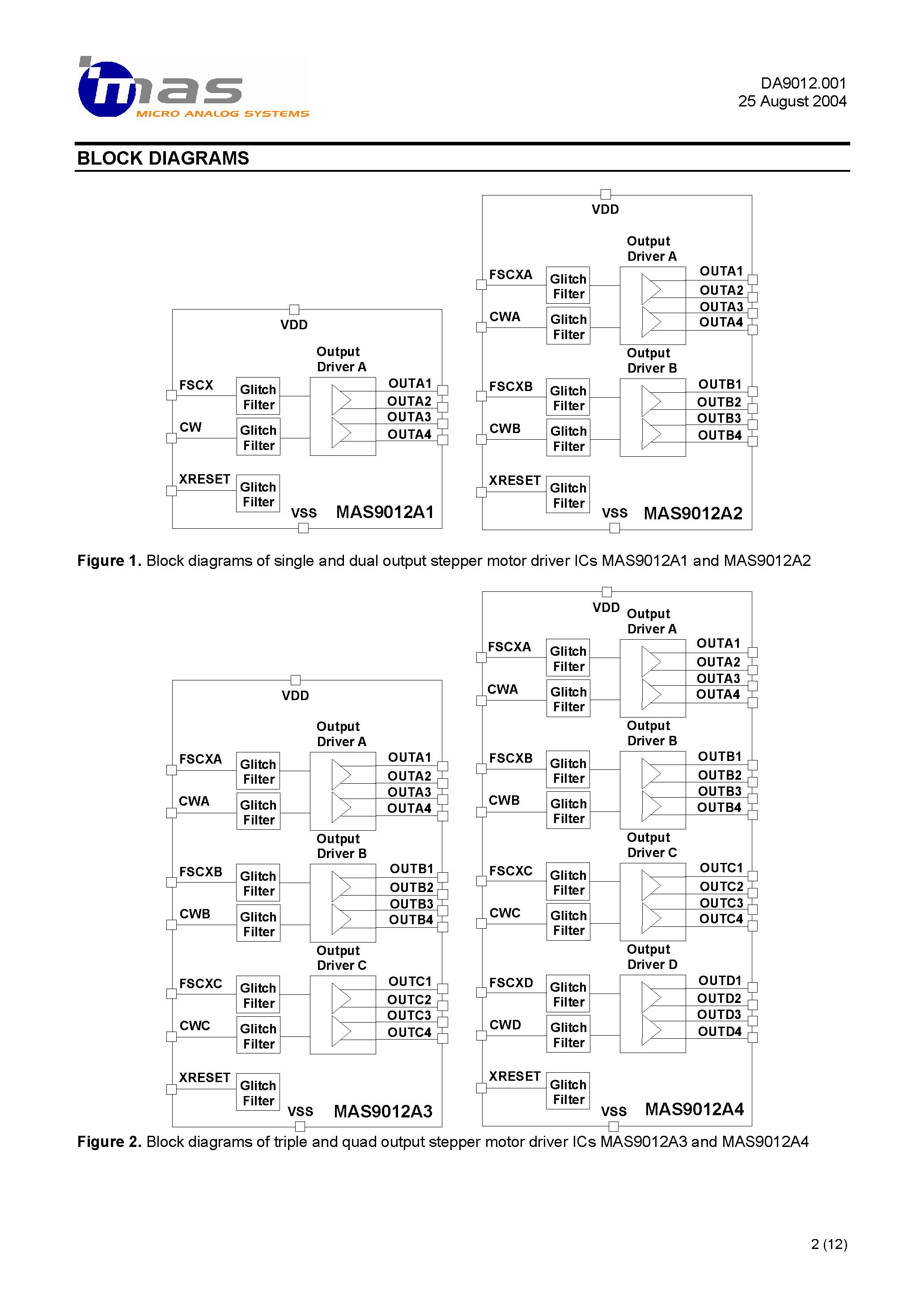 Даташит MAS9012 - Stepper Motor Driver IC страница 2