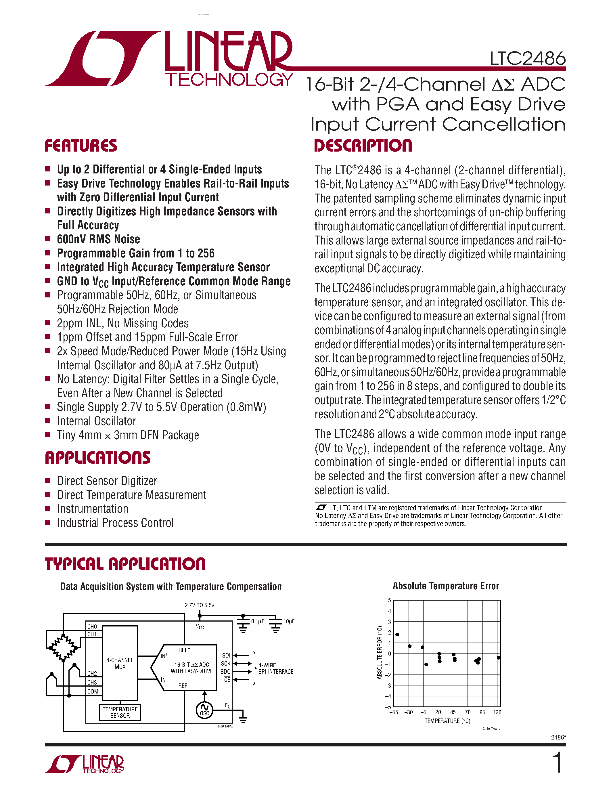 Datasheet LTC2486 - No Latency ADC page 1