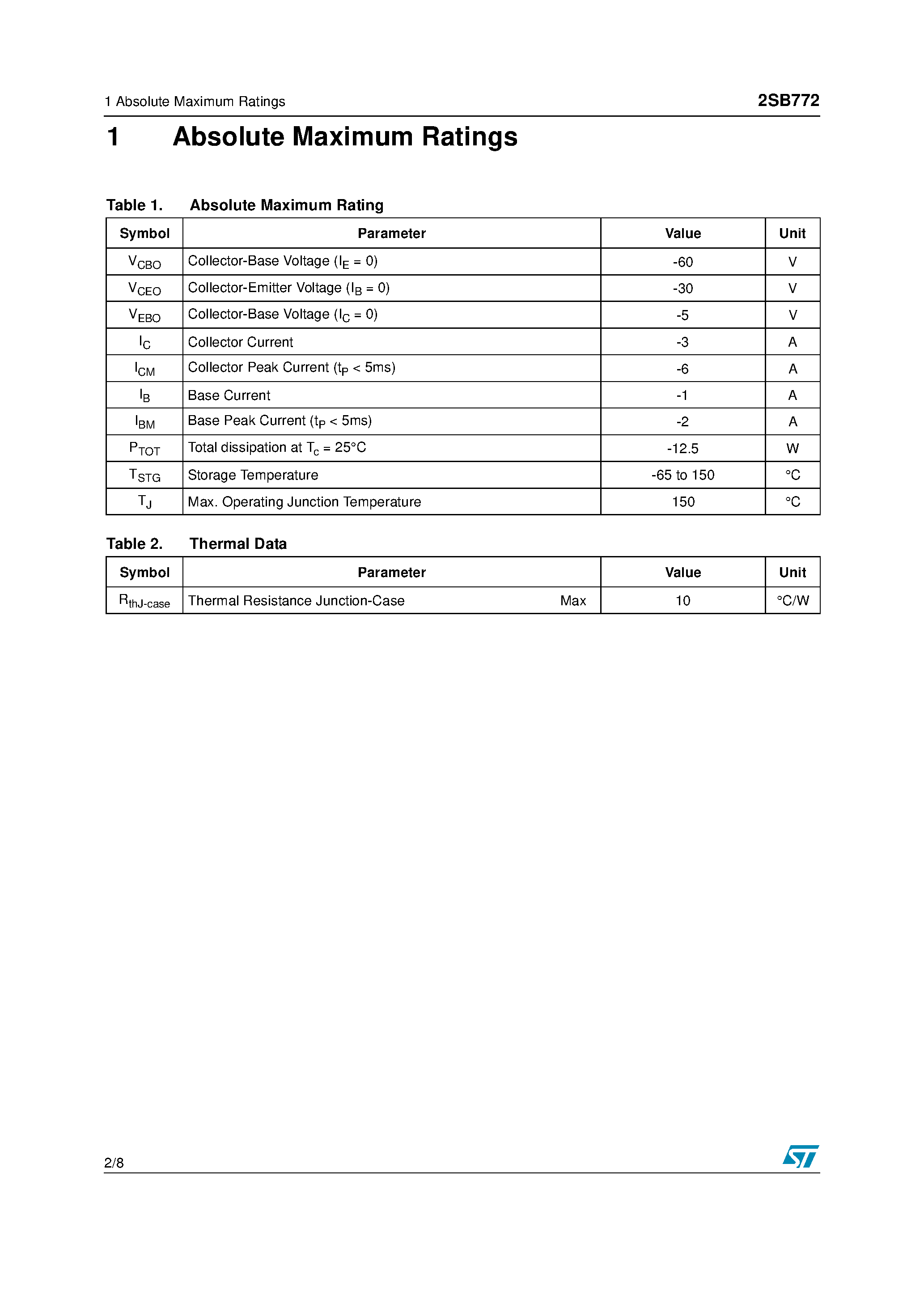 Даташит 2SB772 - PNP MEDIUM POWER TRANSISTOR страница 2