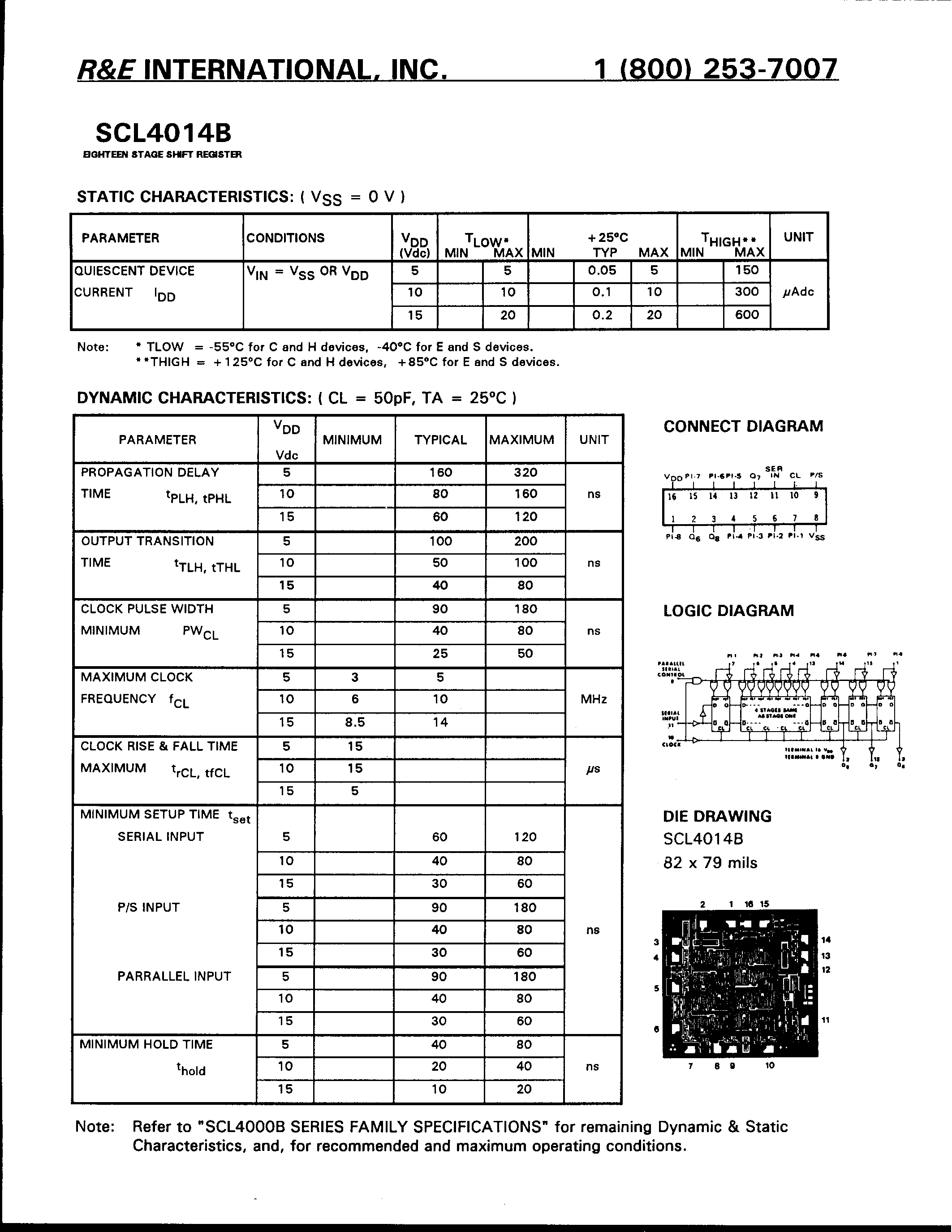 Даташит на микросхему SCL4014B страница 1 Даташит SCL4014B - 8 STAGE SHIFT REGISTER страница 1