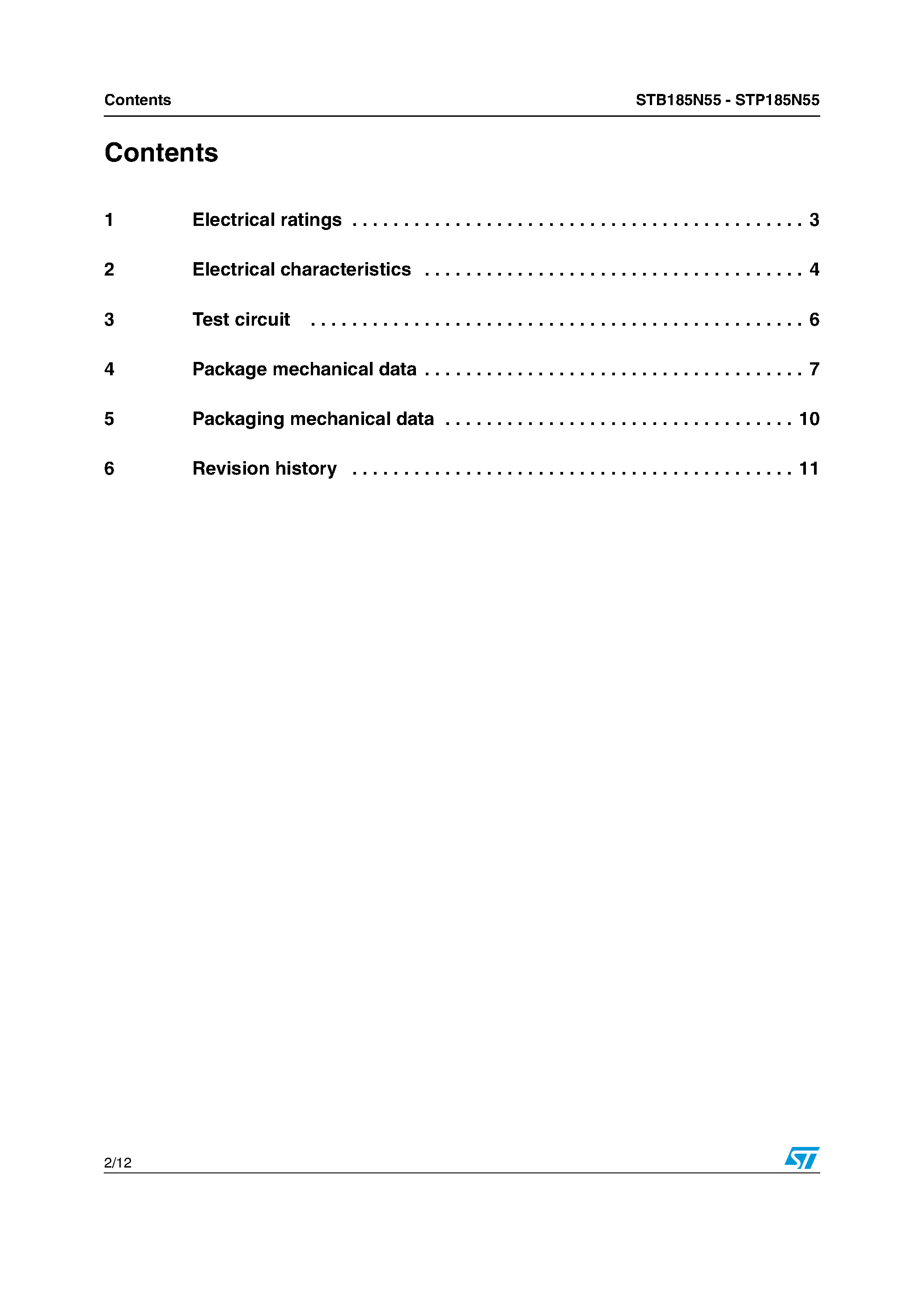 Datasheet STP185N55 - N-CHANNEL Power MOSFET page 2