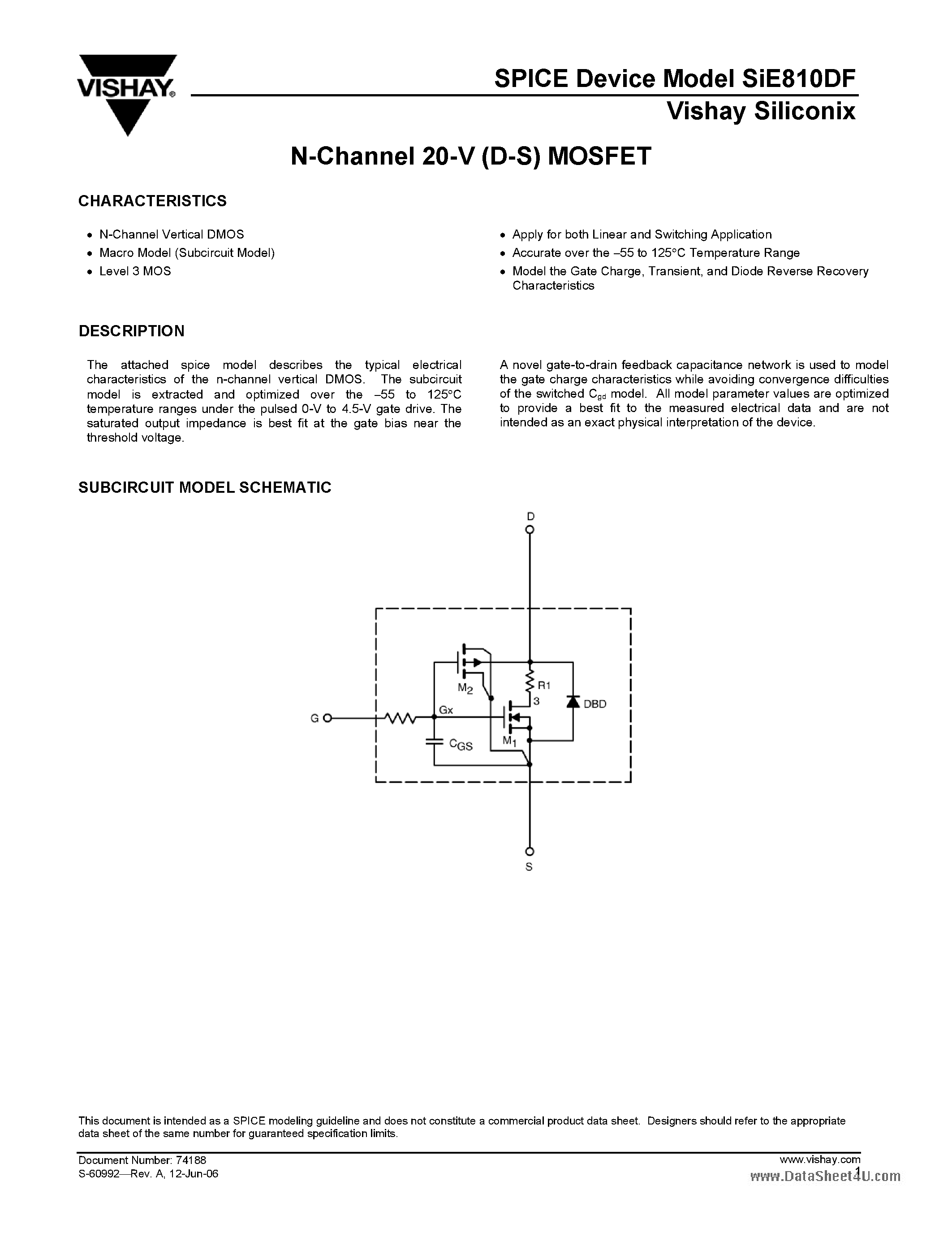 Даташит SIE810DF - N-Channel 20-V (D-S) MOSFET страница 1