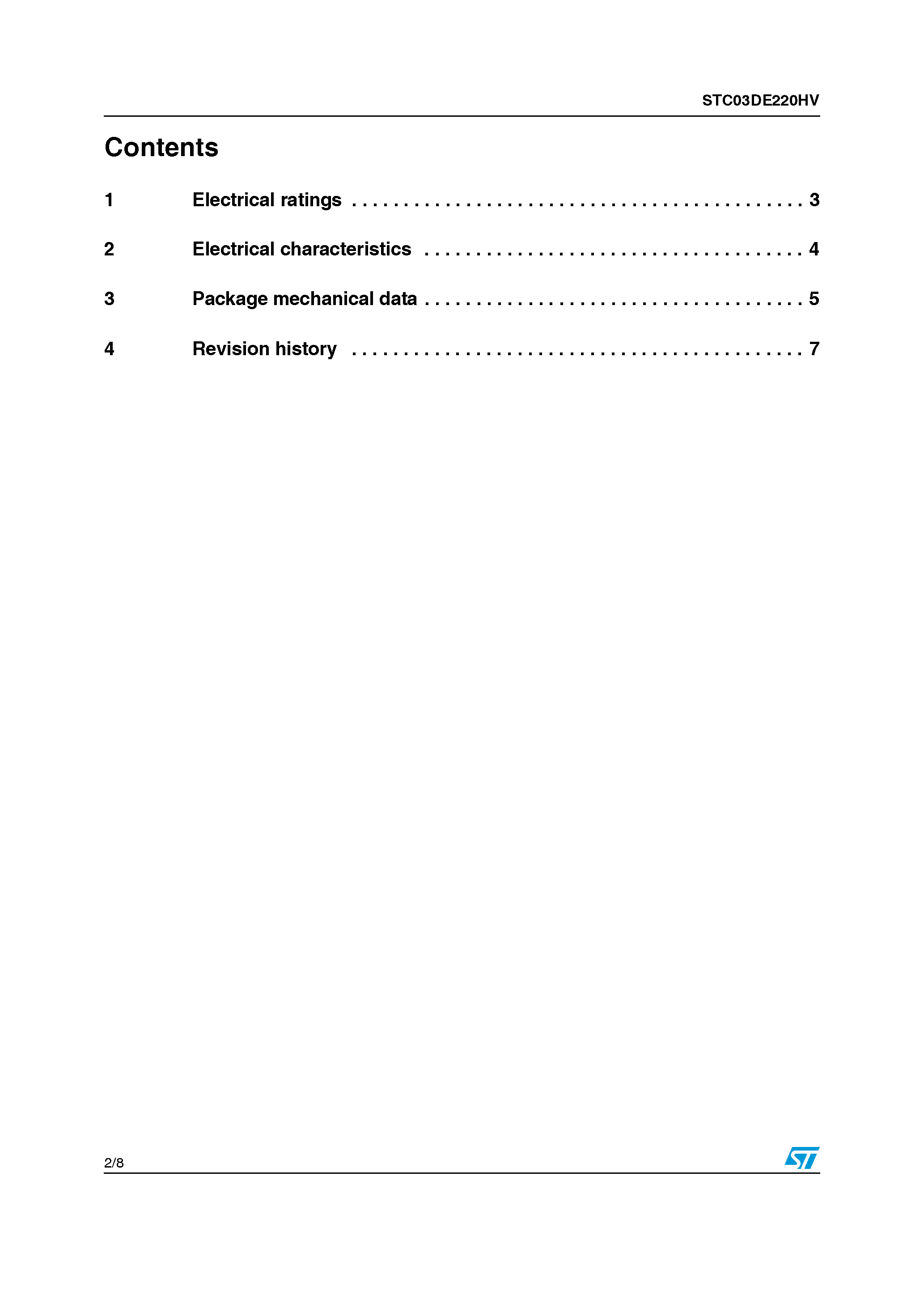 Datasheet STC03DE220HV page 2 Datasheet STC03DE220HV - Hybrid emitter switched bipolar transistor page 2