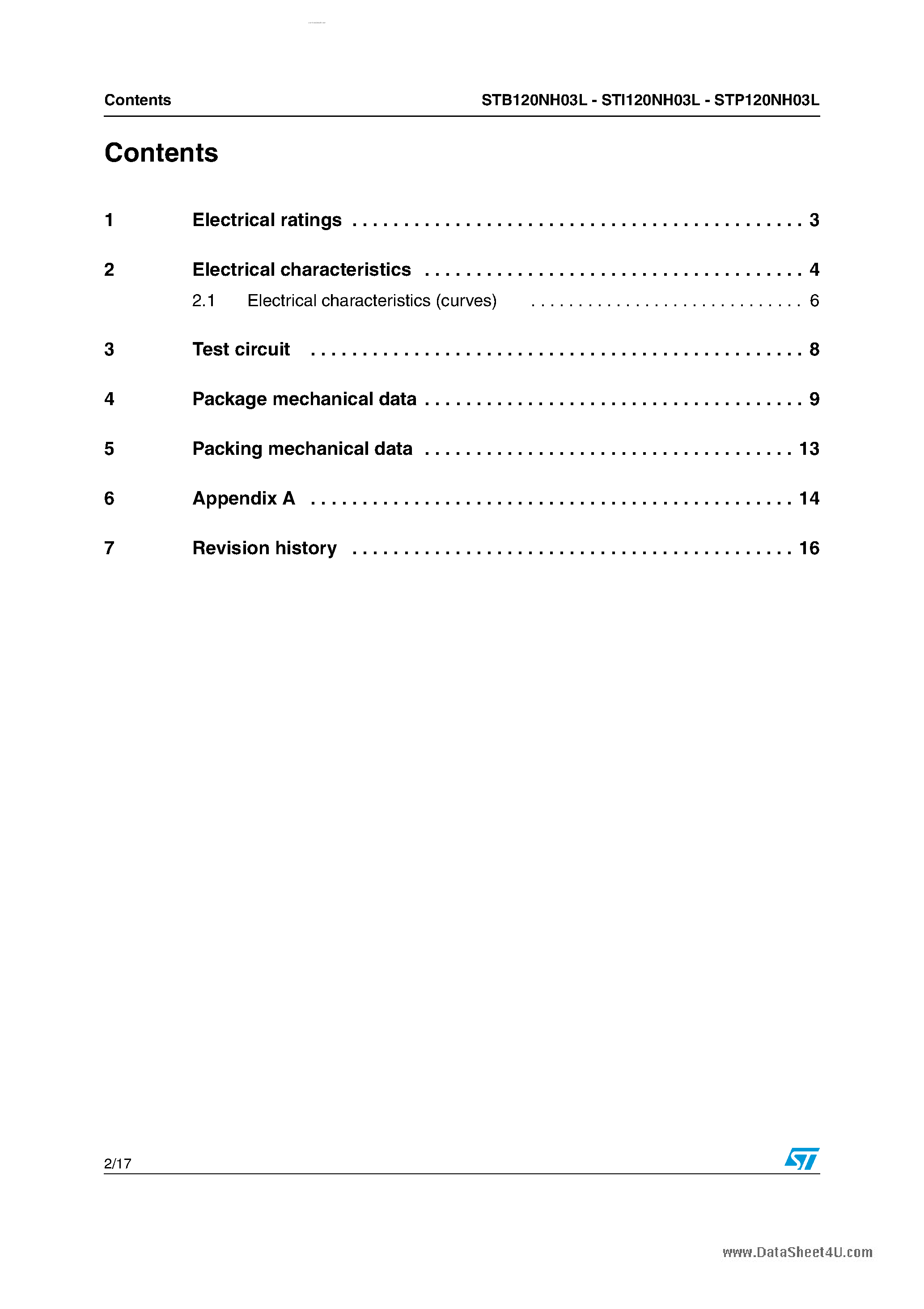 Datasheet STB120NH03L - N-CHANNEL POWER MOSFET page 2