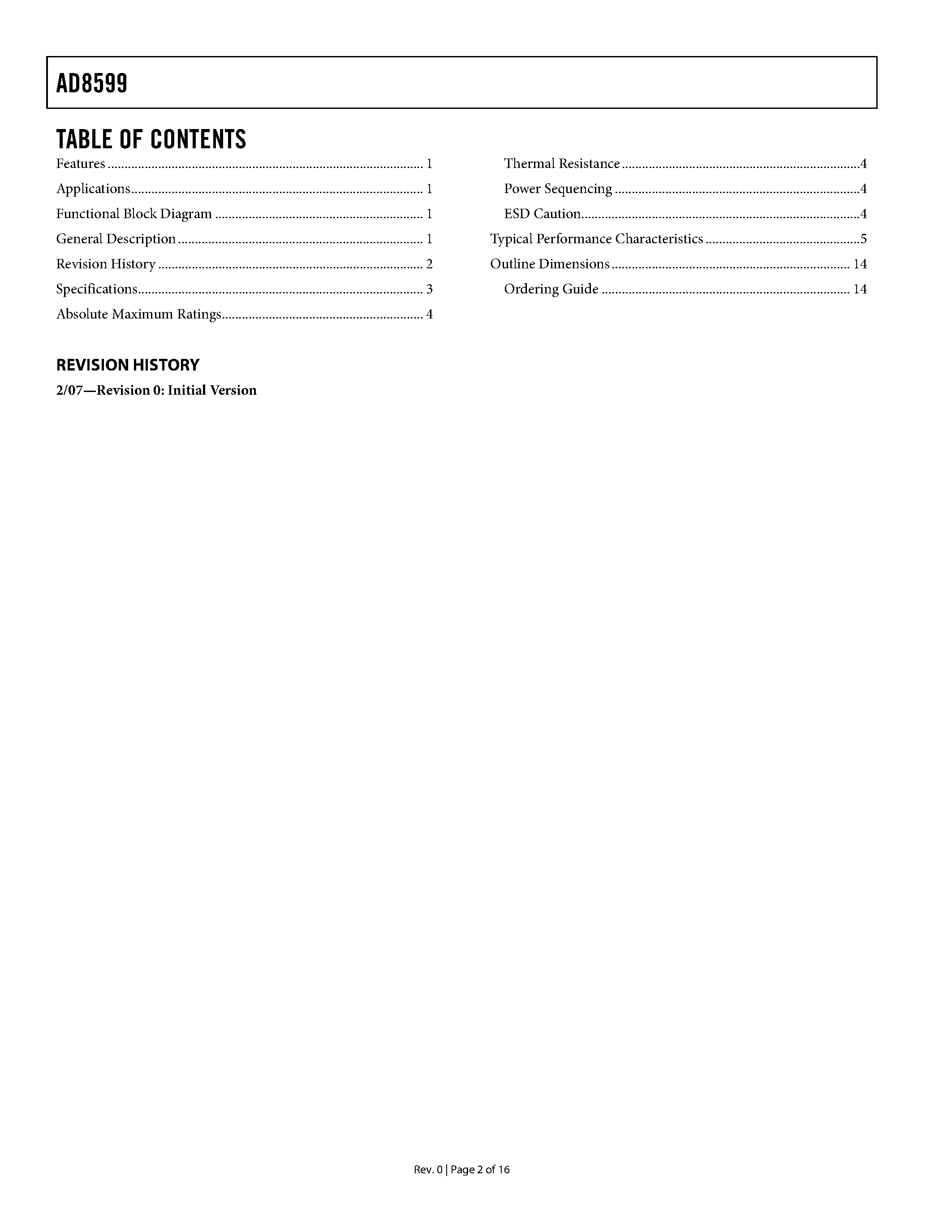 Datasheet AD8599 - Ultralow Noise Op Amp page 2