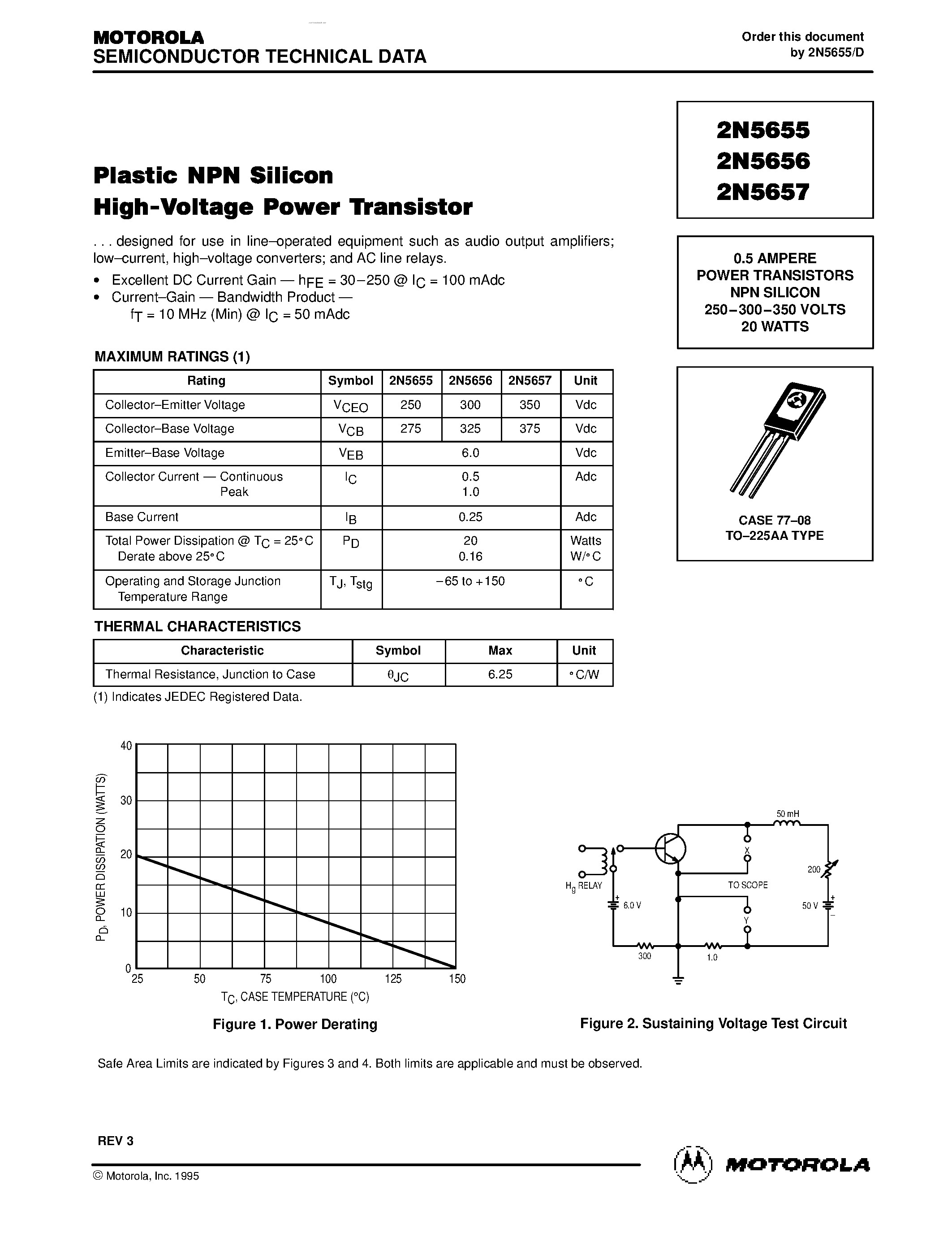 Даташит на микросхему 2N5655 страница 1 Даташит 2N5655 - (2N5655 - 2N5657) POWER TRANSISTORS NPN SILICON страница 1