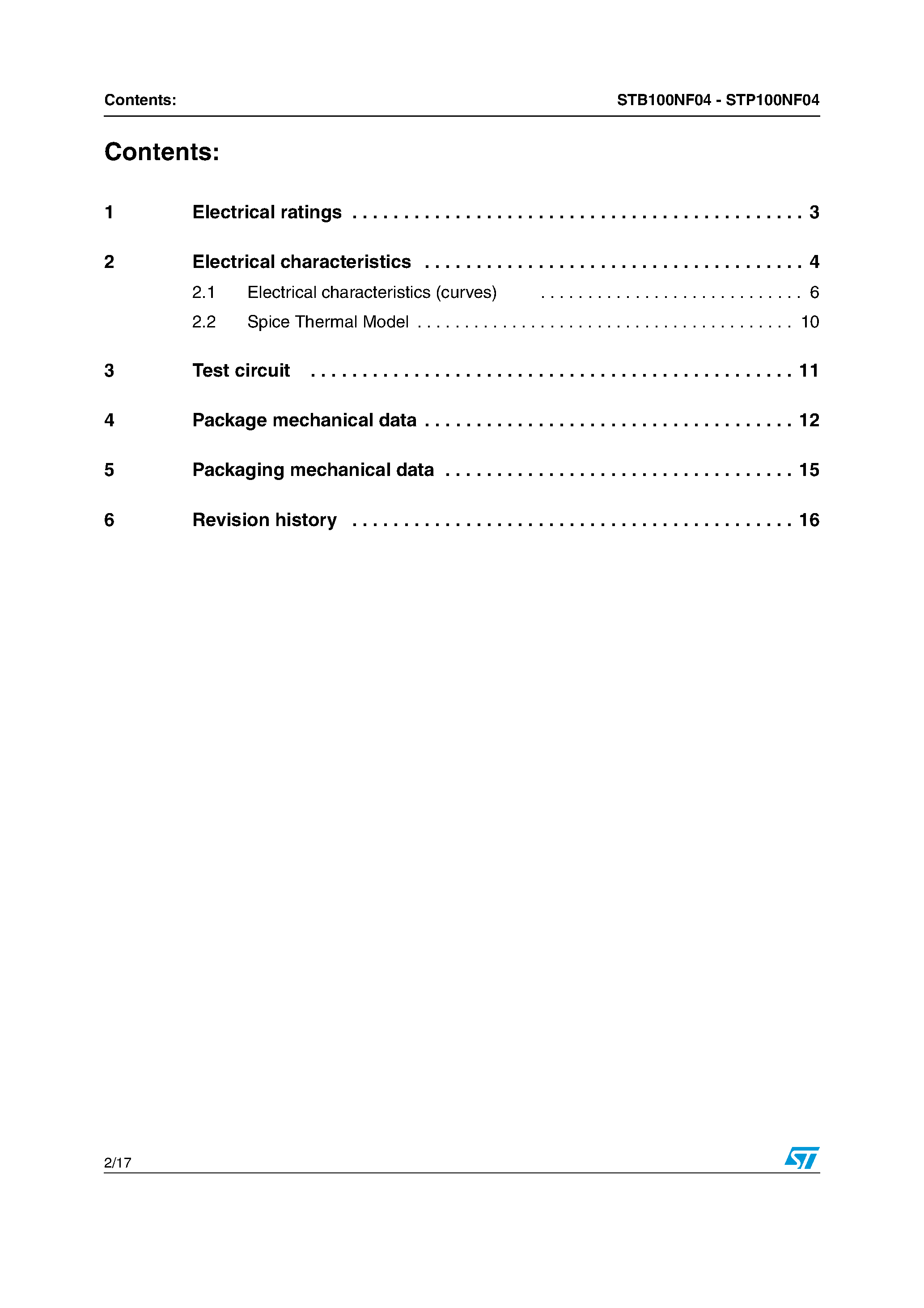 Даташит на микросхему STP100NF04 страница 2 Даташит STP100NF04 - N-channel Power MOSFET страница 2