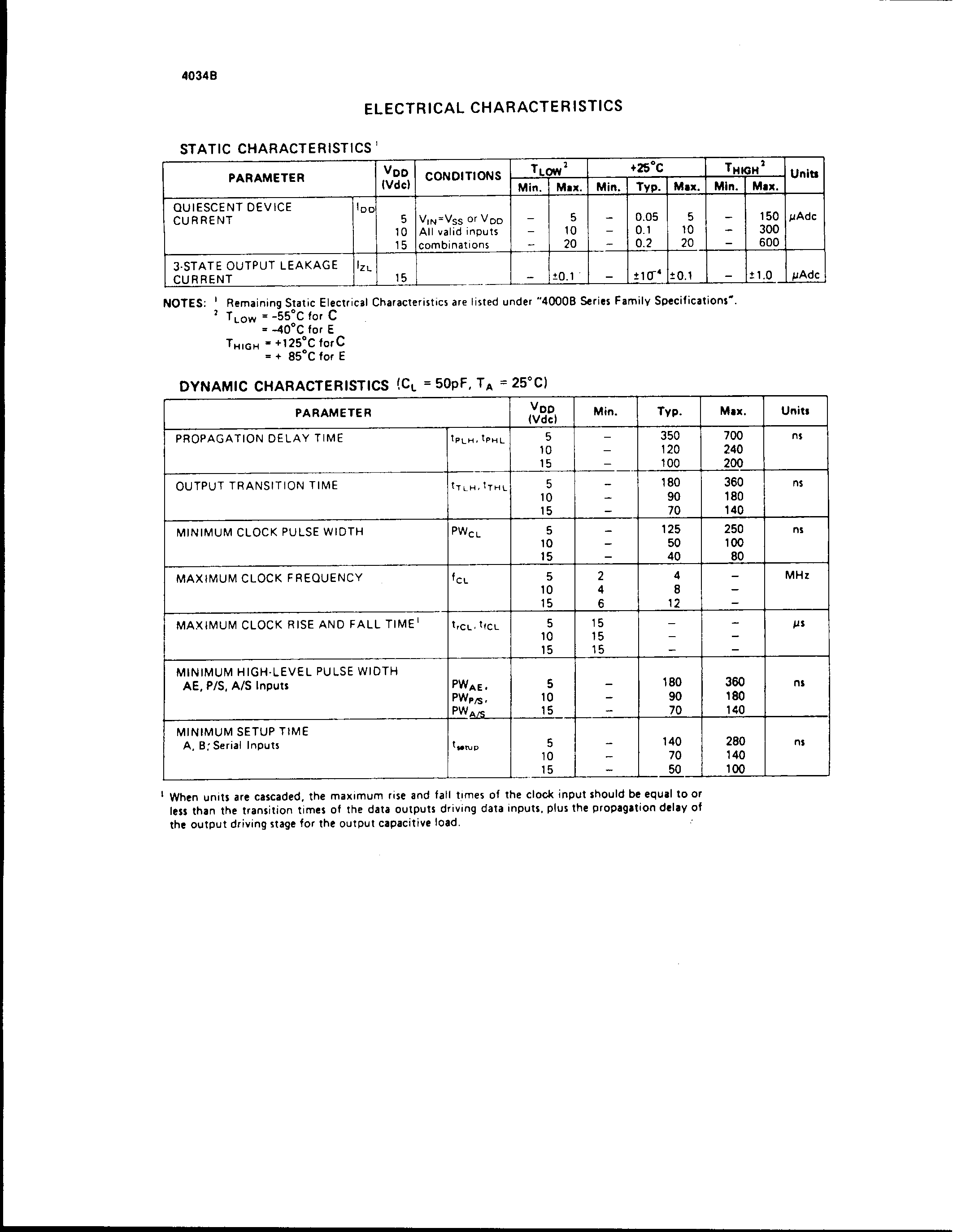 Даташит 4034B - CMOS 8-BIT UNIVERSAL BUS REGISTER страница 2