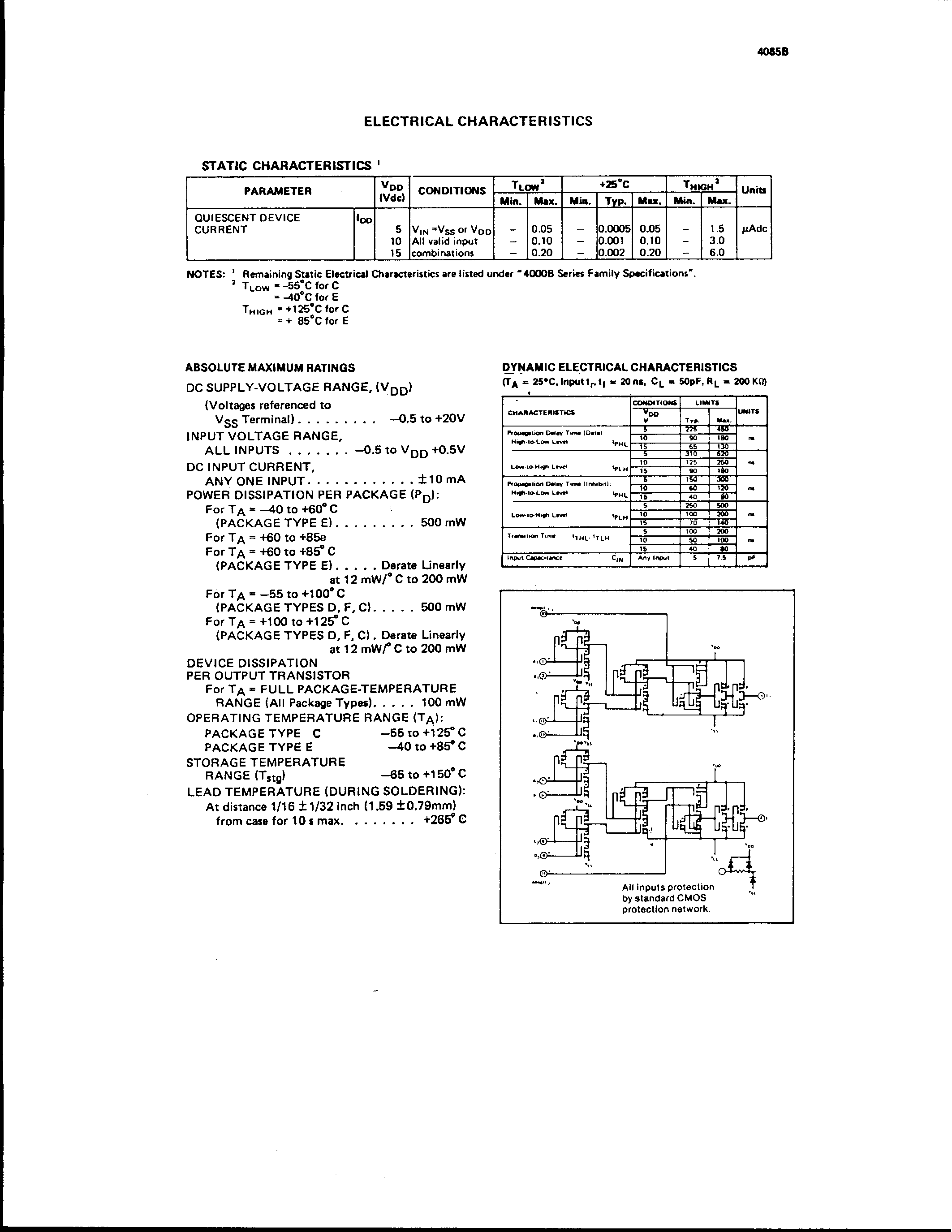 Datasheet 4085B - 2-input and-or-inverter gate page 2