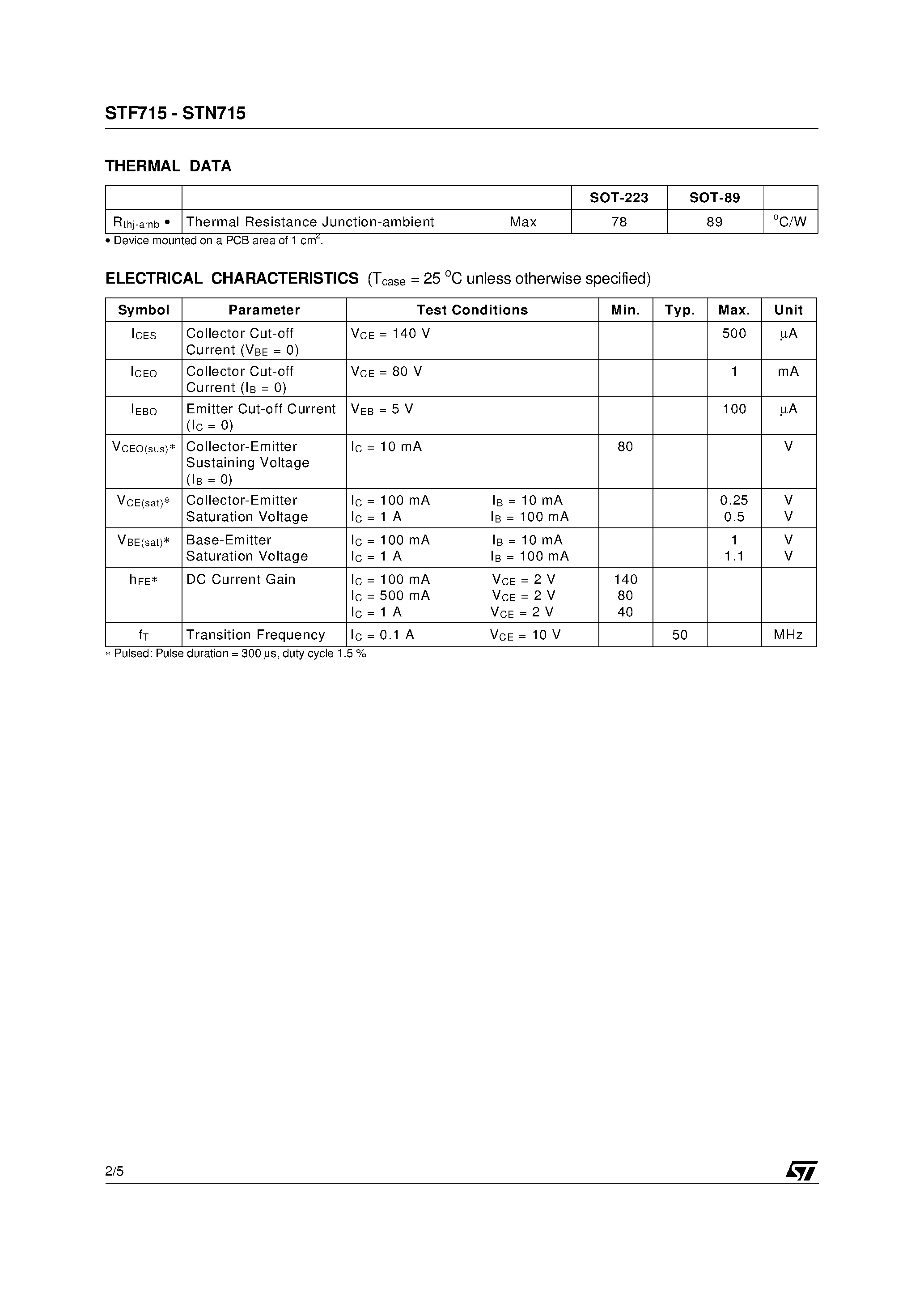 Datasheet STF715 - NPN MEDIUM POWER TRANSISTORS page 2