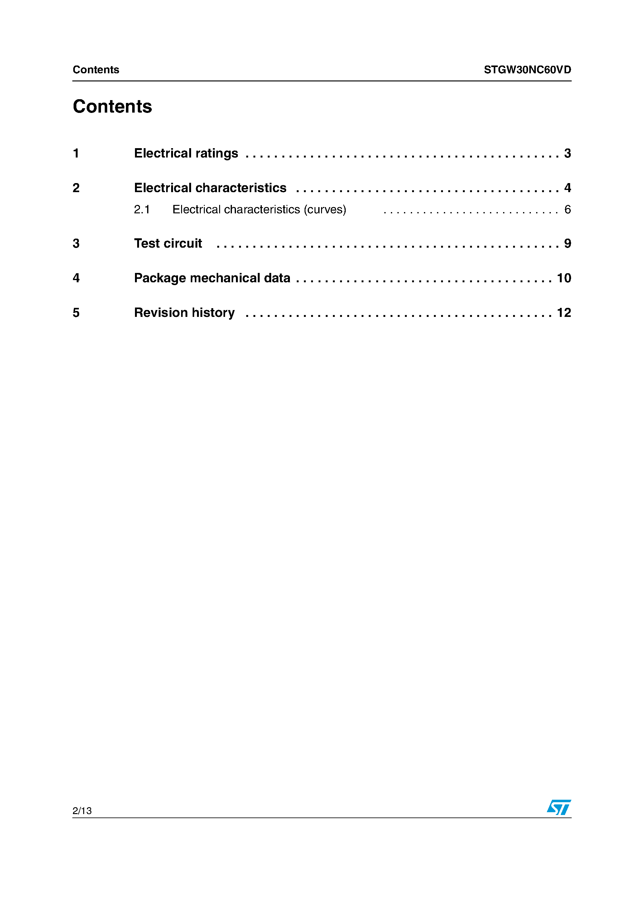 Datasheet STGW30NC60VD - N-CHANNEL IGBT page 2
