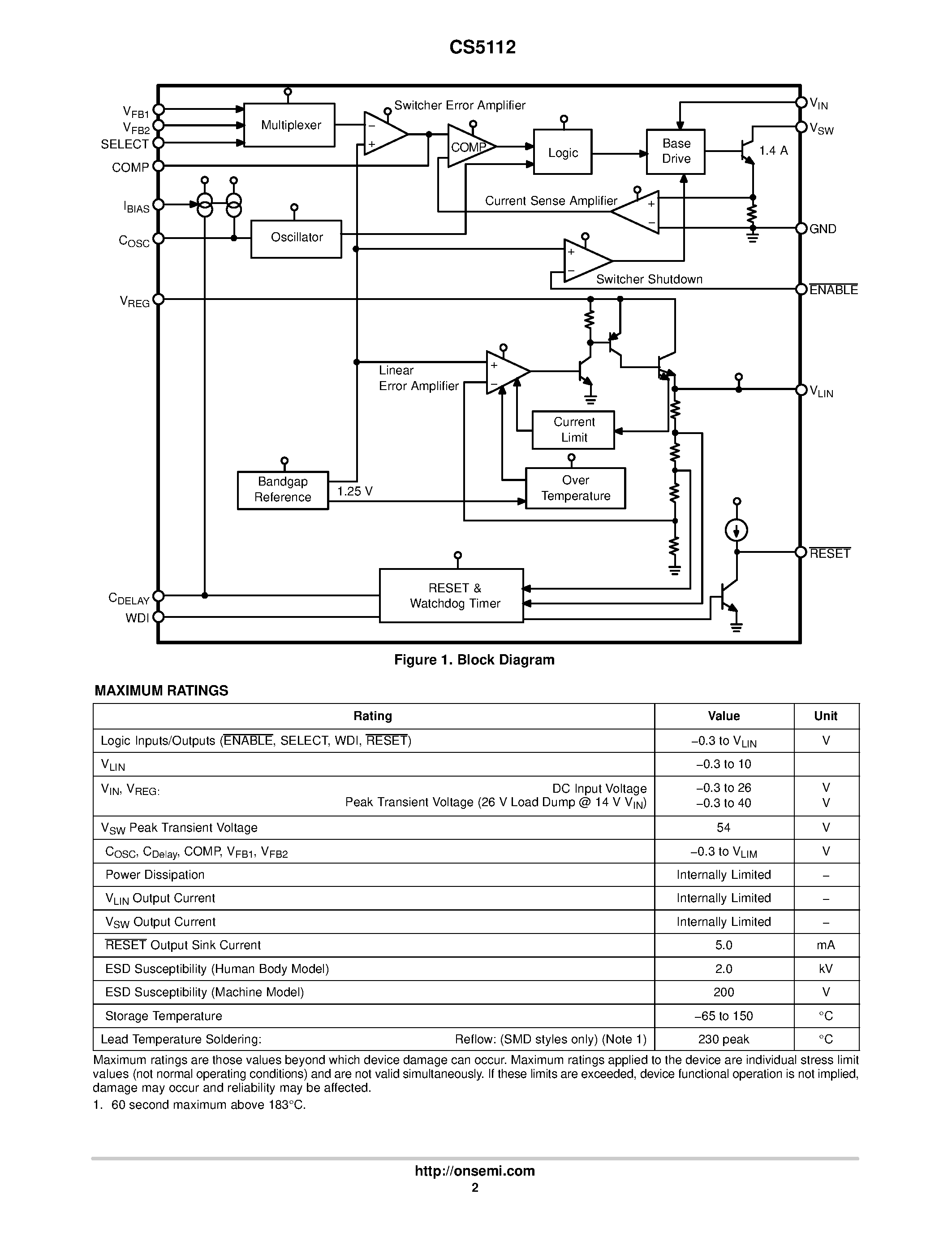 Даташит на микросхему CS5112 страница 2 Даташит CS5112 - Switching Regulator страница 2