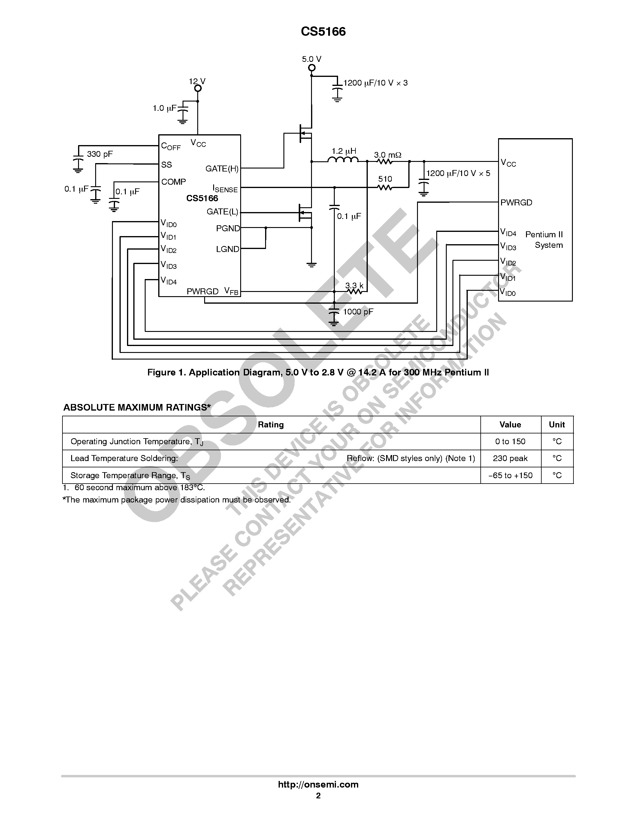 Datasheet CS5166 - 5-Bit Synchronous CPU Controller page 2