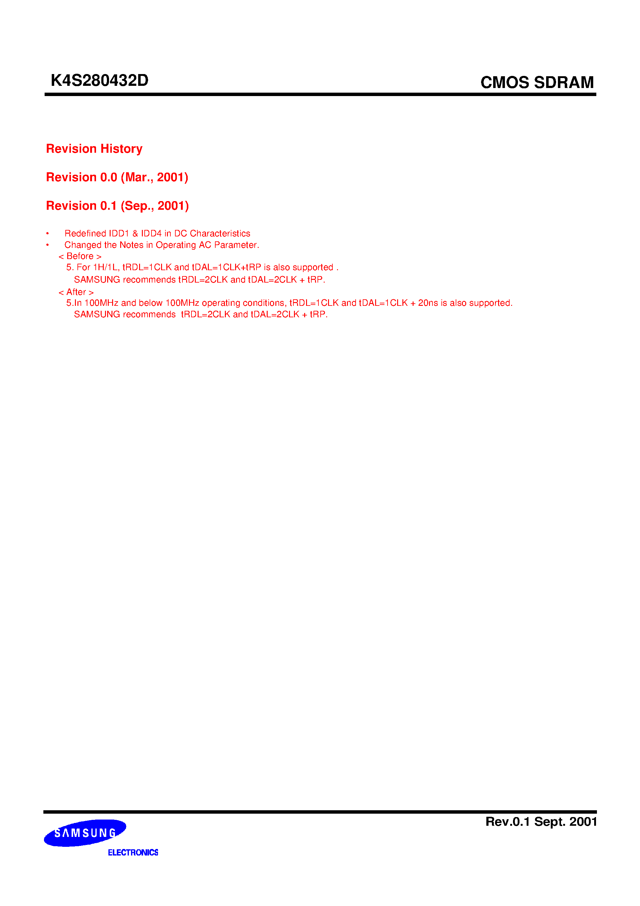 Datasheet K4S280432D - 128Mbit SDRAM 8M x 4Bit x 4 Banks Synchronous DRAM LVTTL page 2