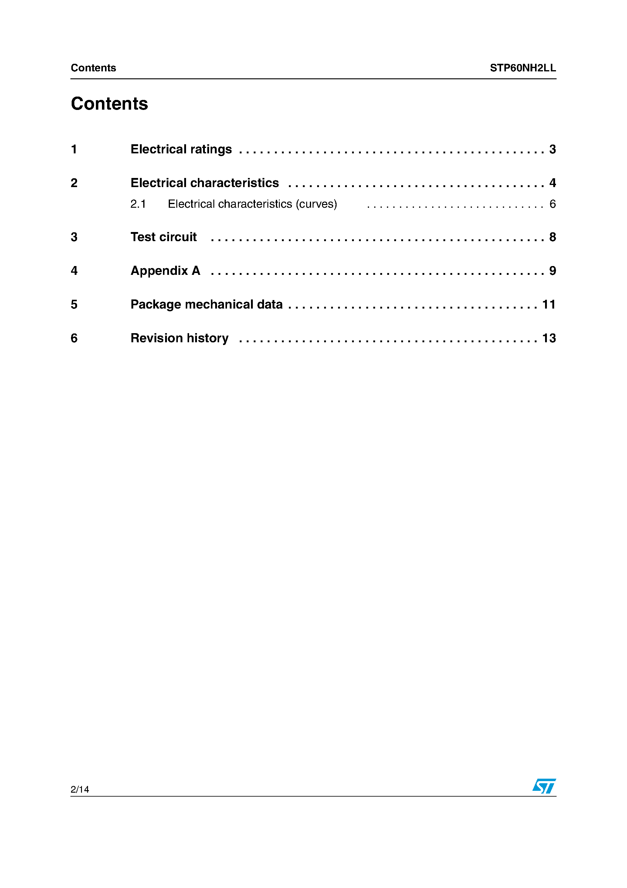 Datasheet STP60NH2LL - N-CHANNEL POWER MOSFET page 2