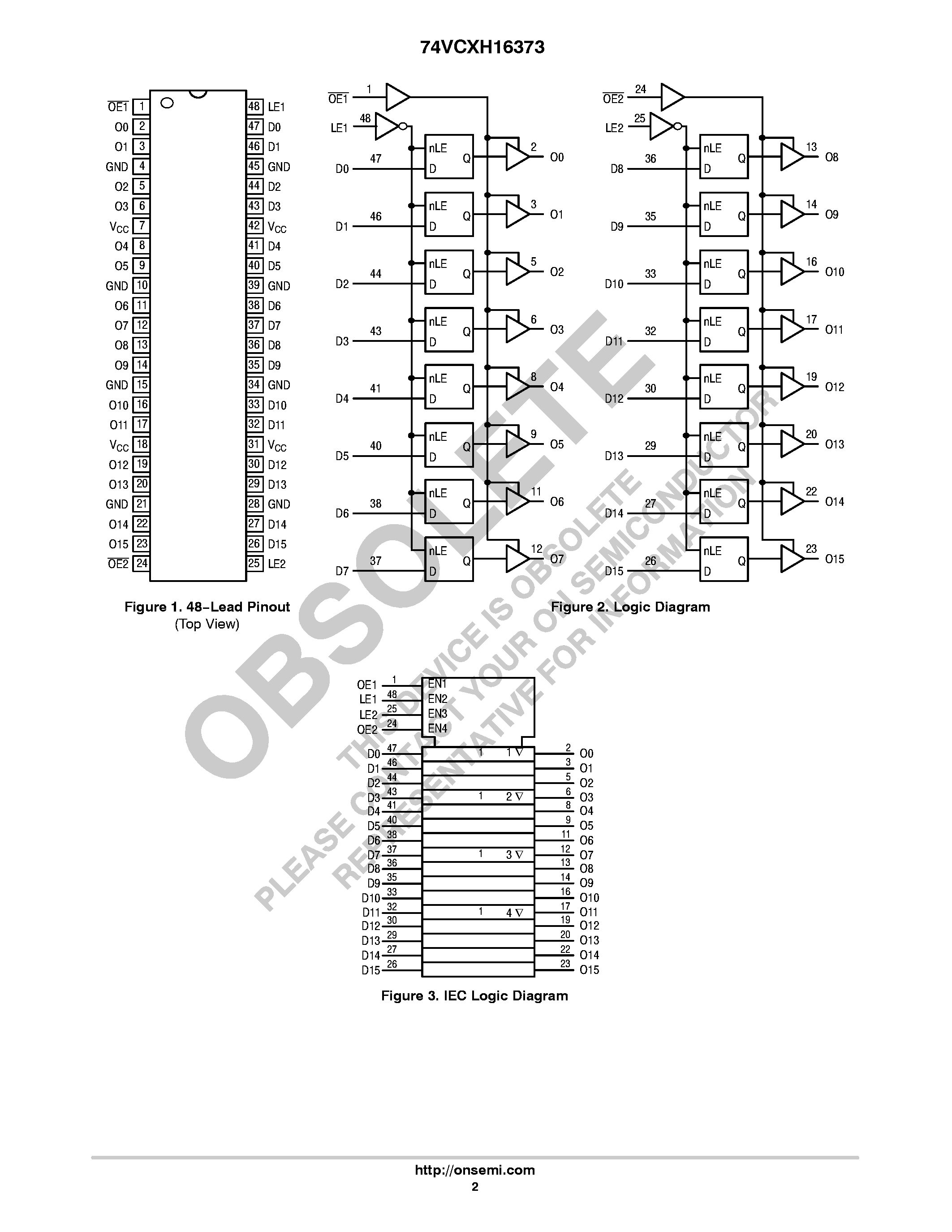 Datasheet 74VCXH16373 - Low-Voltage 1.8/2.5/3.3 V 16-Bit Transparent Latch page 2