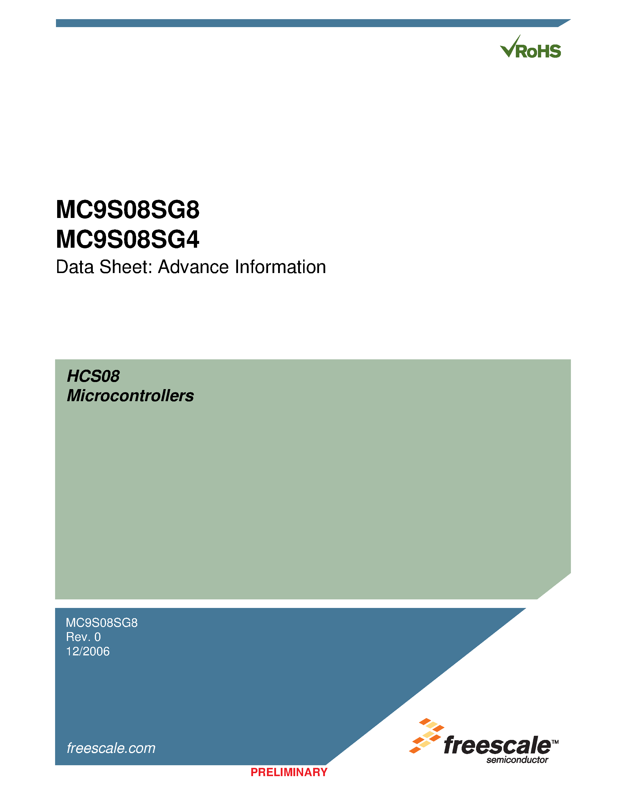 Даташит MC9S08SG4 - (MC9S08SG4 / MC9S08SG8) Microcontrollers страница 1