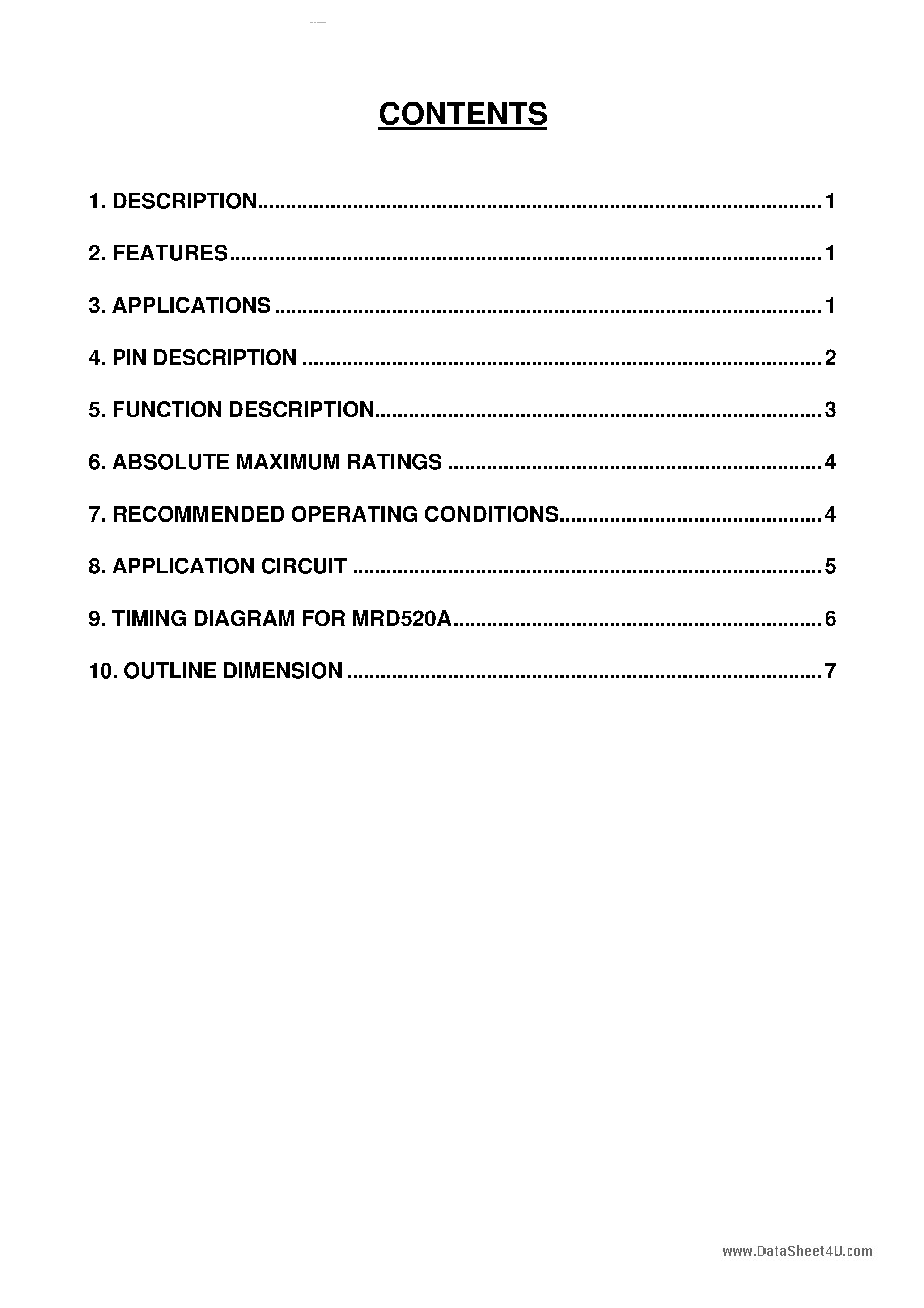 Datasheet MRD520A - 1.2um CMOS integrated circuit page 2
