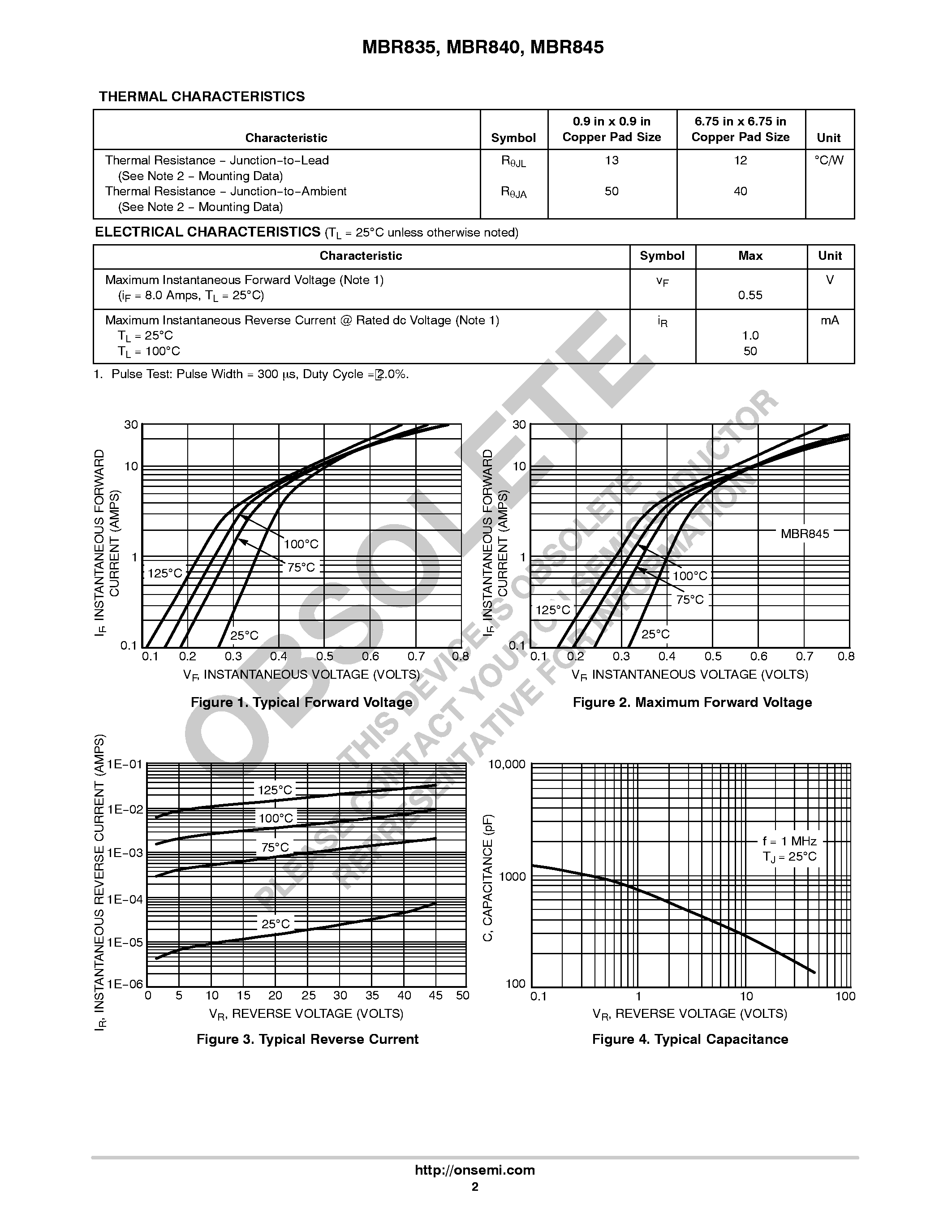 Datasheet MBR835 page 2 Datasheet MBR835 - (MBR835 - MBR845) Axial Lead Rectifiers page 2