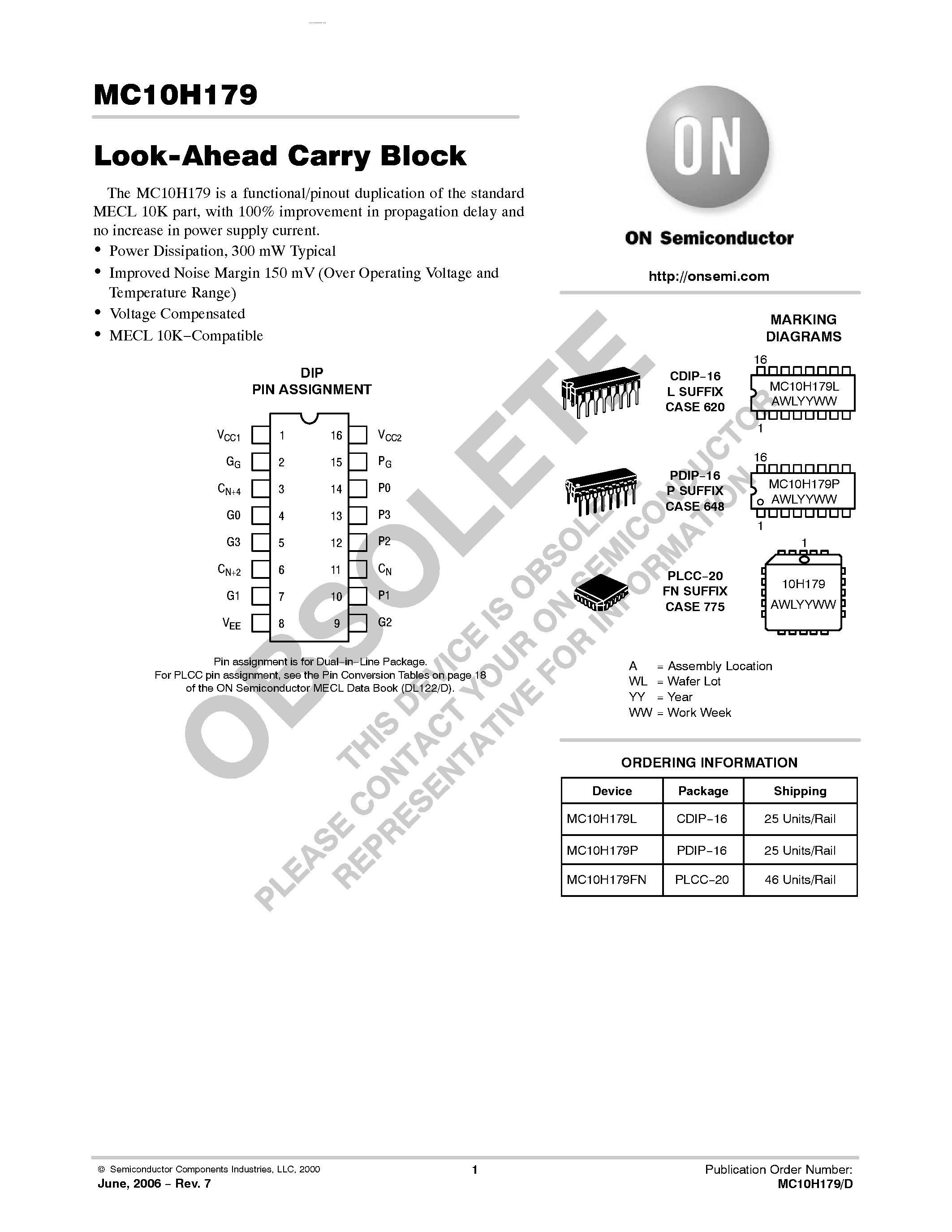 Datasheet MC10H179 - Look-Ahead Carry Block page 1