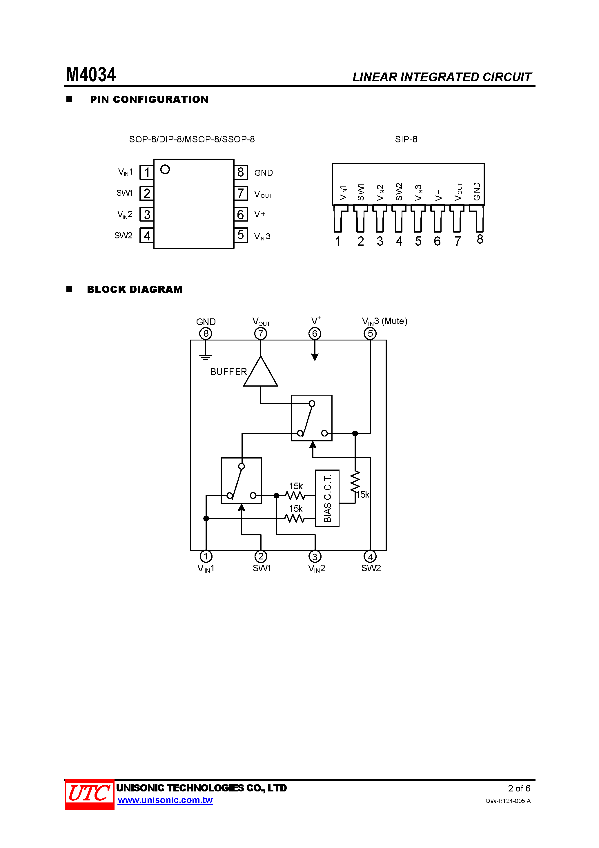 Datasheet M4034 - 3-INPUT VIDEO SWITCH page 2
