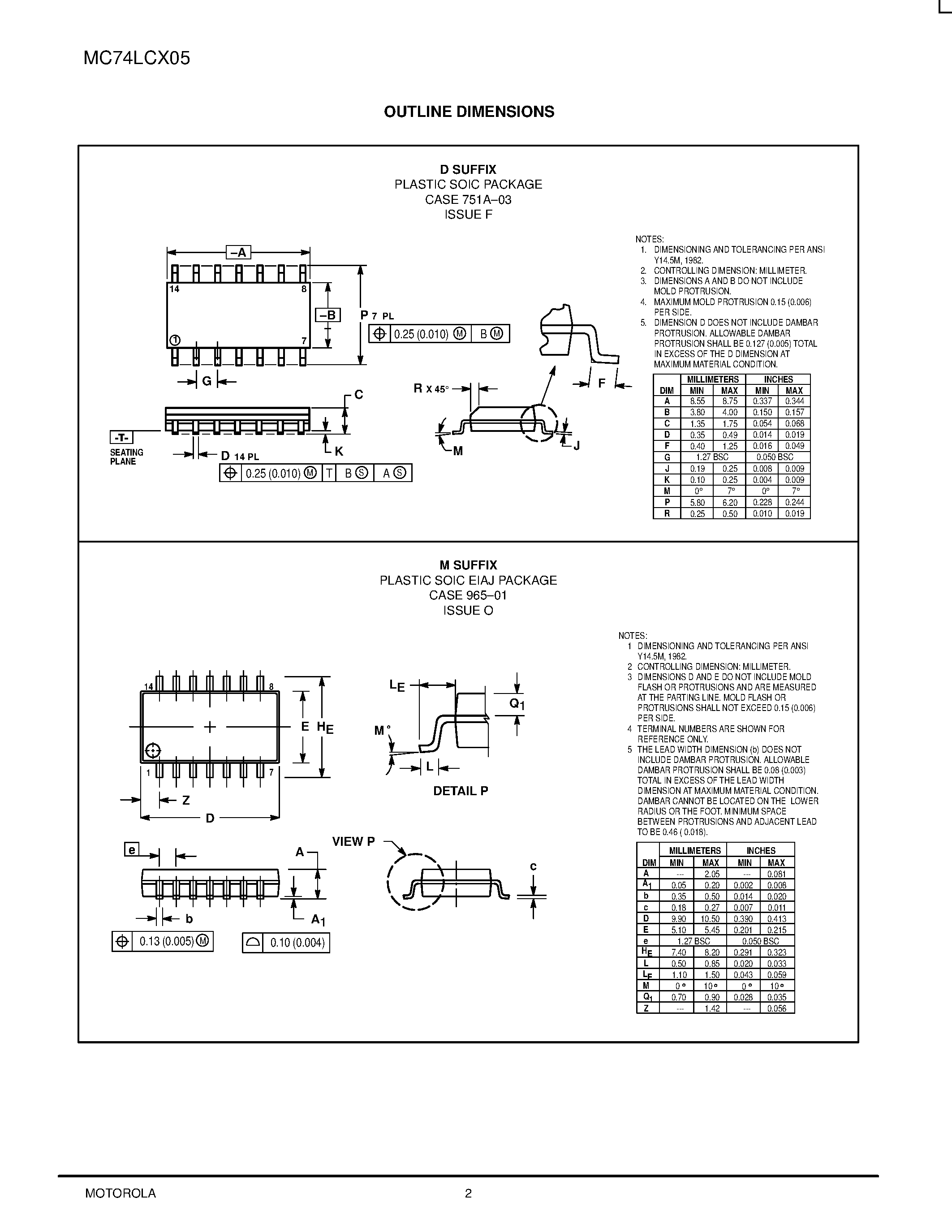 Даташит MC74LCX05 - LOW-VOLTAGE CMOS HEX INVERTER OPEN DRAIN страница 2