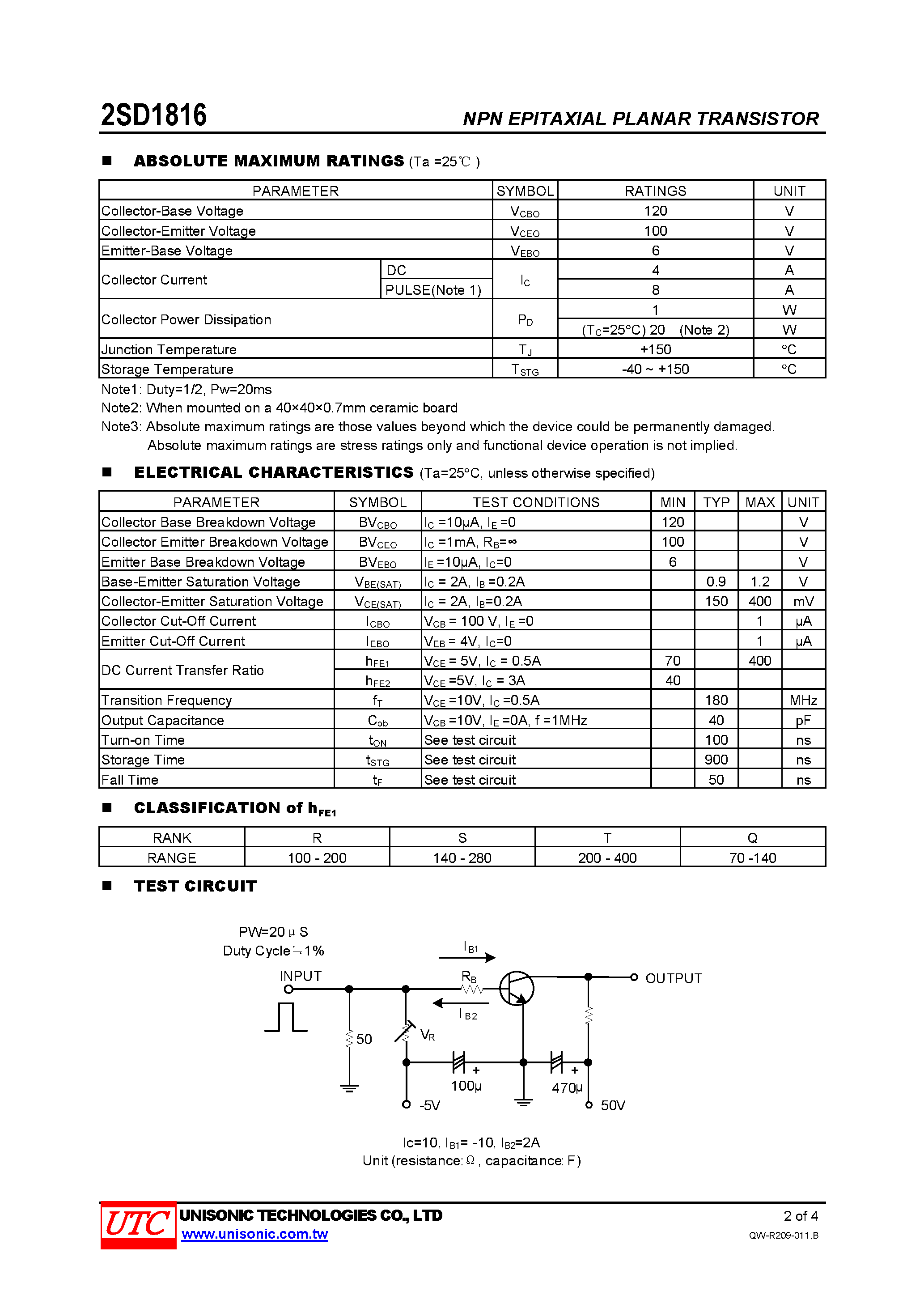 Datasheet 2SD1816 - HIGH CURRENT SWITCHIG APPLICATIONS page 2