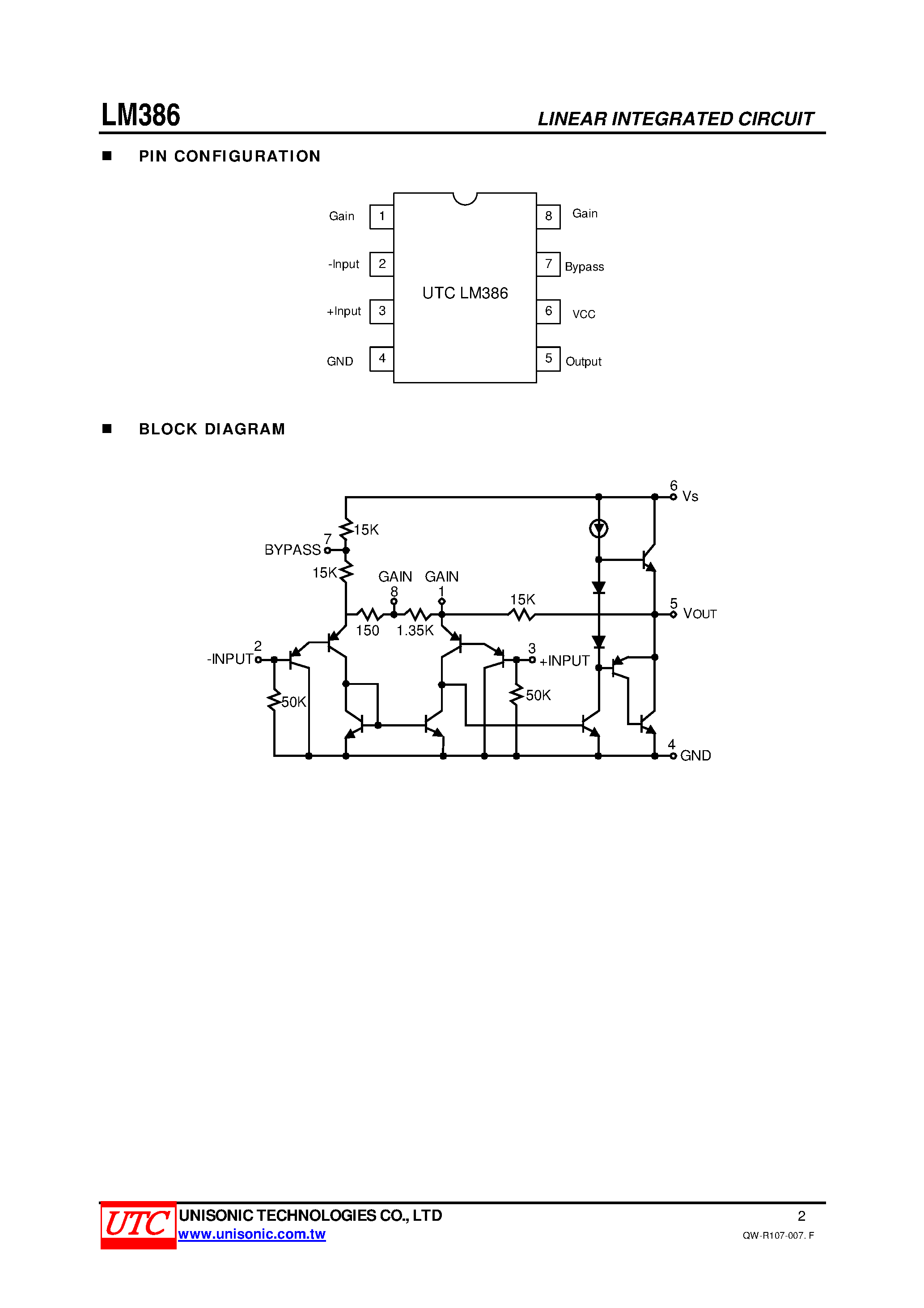 Datasheet LM386 page 2 Datasheet LM386 - LOW VOLTAGE AUDIO POWER AMPLIFIER page 2