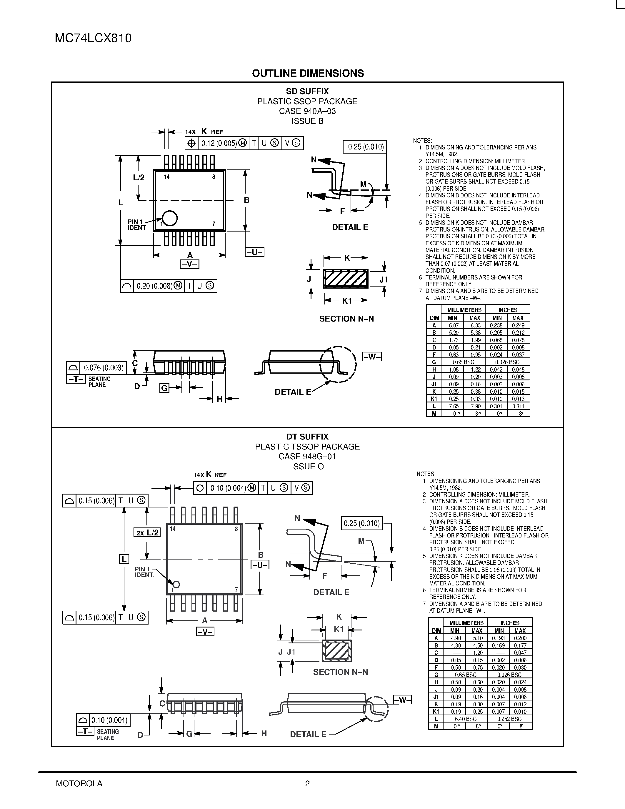 Даташит на микросхему MC74LCX810 страница 2 Даташит MC74LCX810 - LOW-VOLTAGE CMOS QUAD 2-INPUT XNOR GATE страница 2
