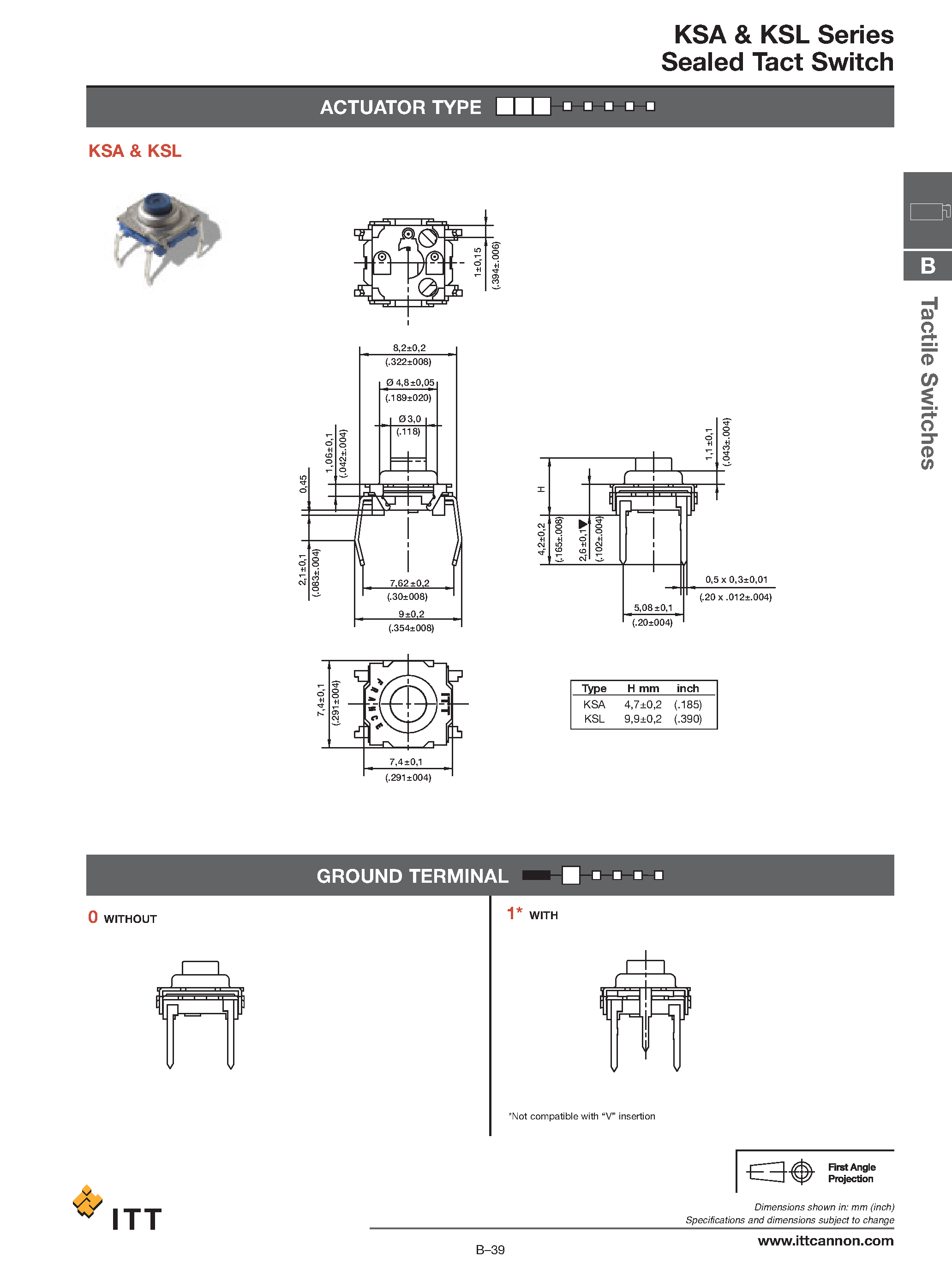Datasheet KSA0Axxx - (KSA Series) Sealed Tact Switch page 2