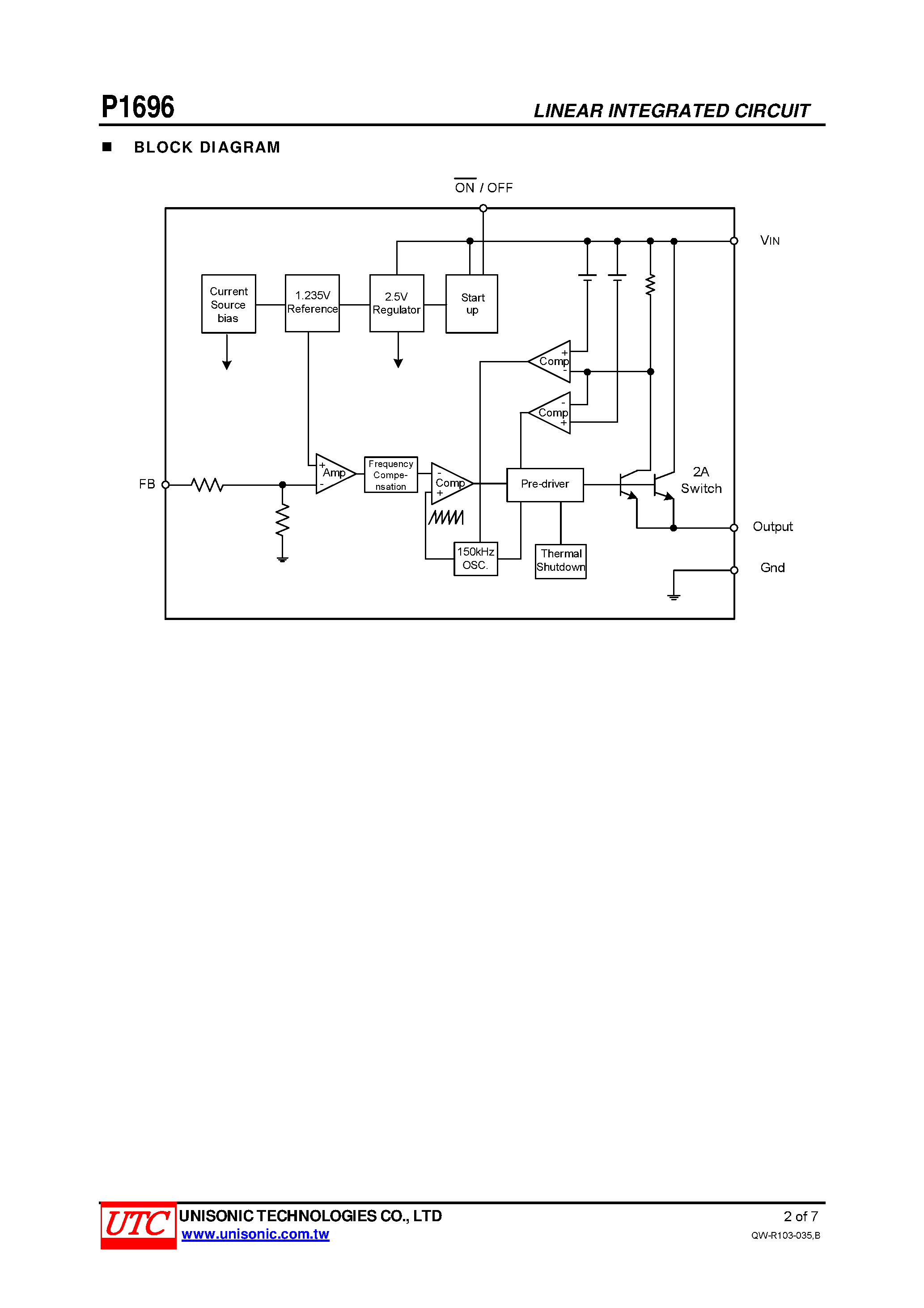 Datasheet P1696 page 2 Datasheet P1696 - PWM STEP-DOWN DC/DC CONVERTER page 2