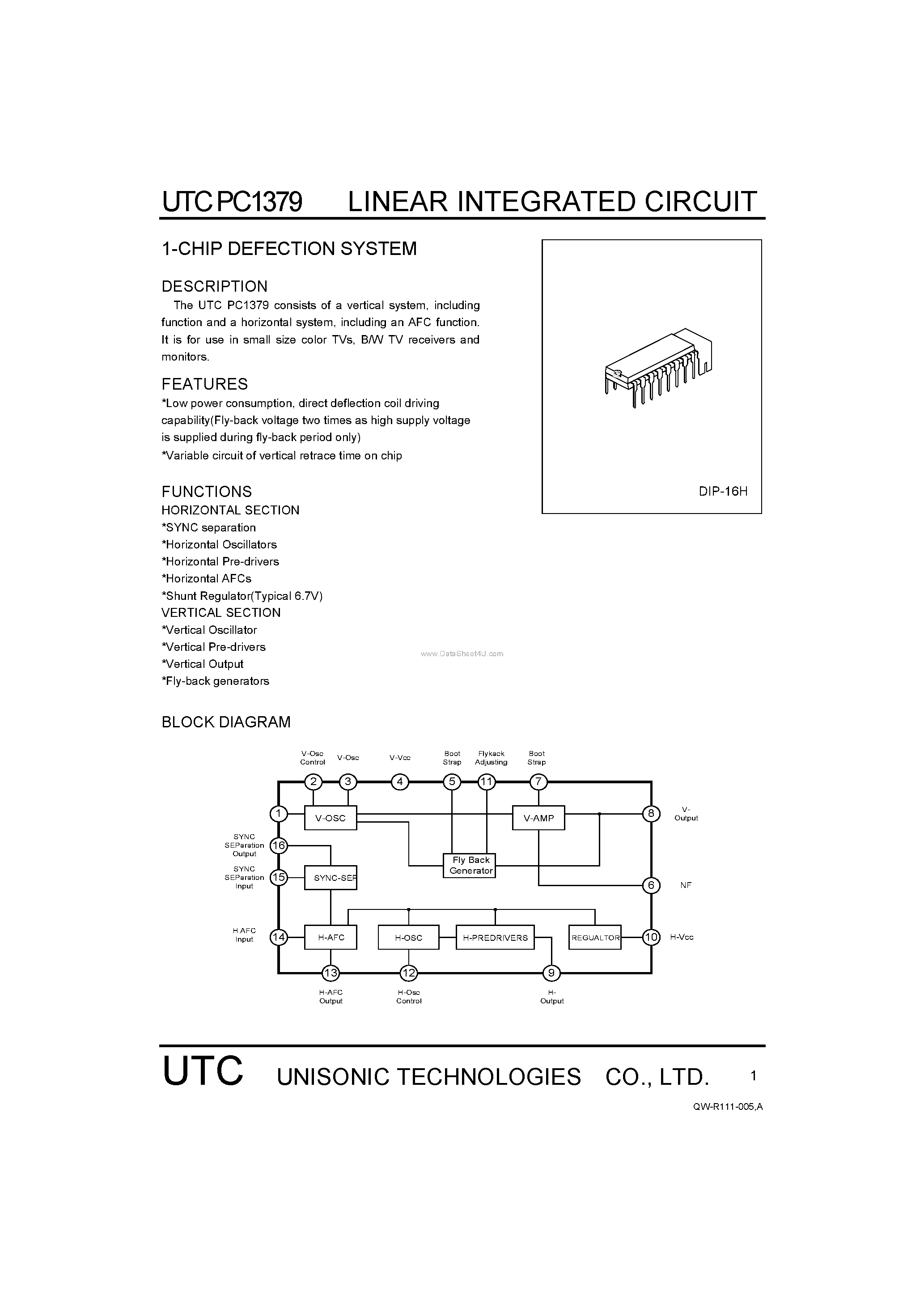 Даташит PC1379 - 1-CHIP DEFECTION SYSTEM страница 1