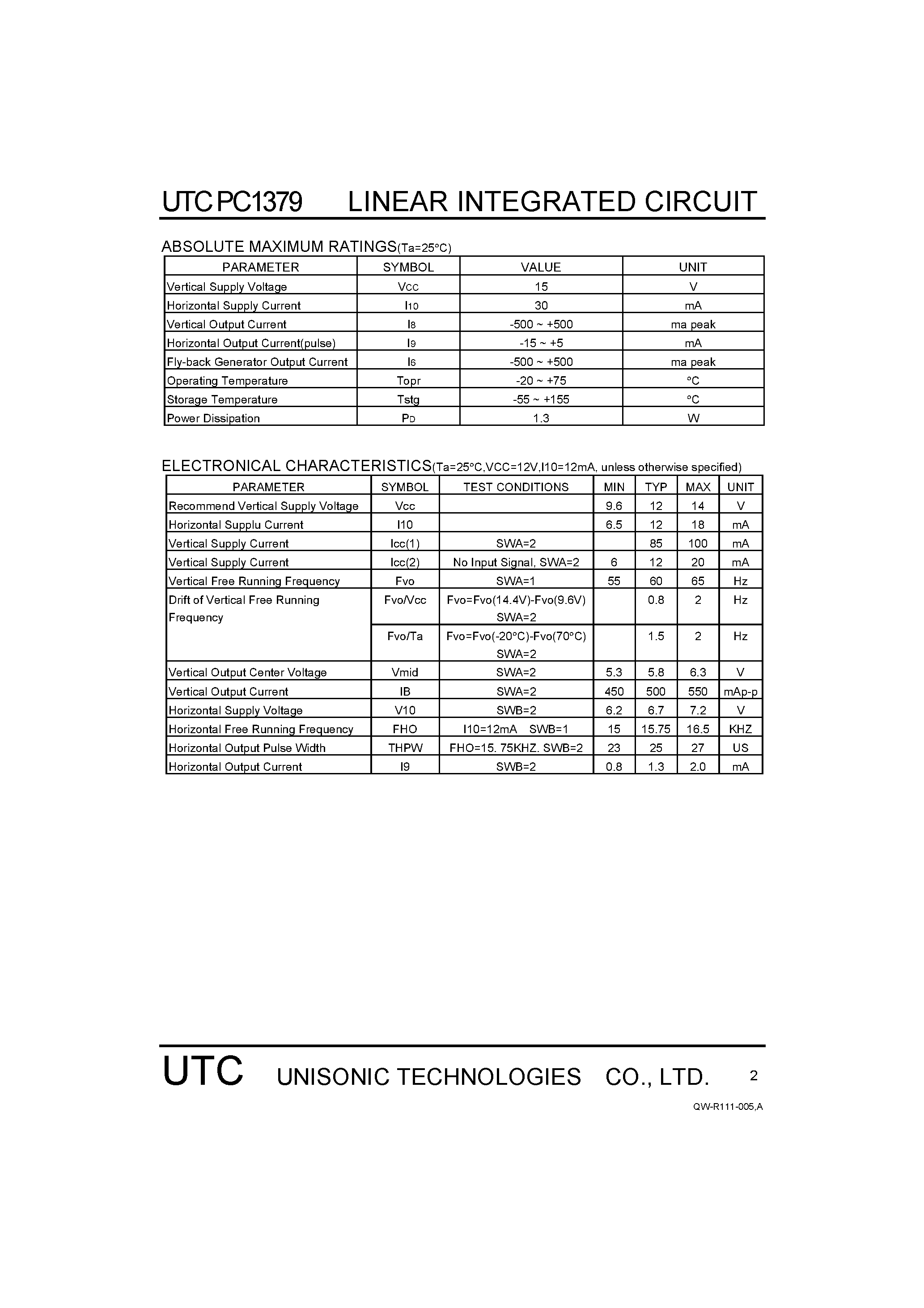 Даташит PC1379 - 1-CHIP DEFECTION SYSTEM страница 2