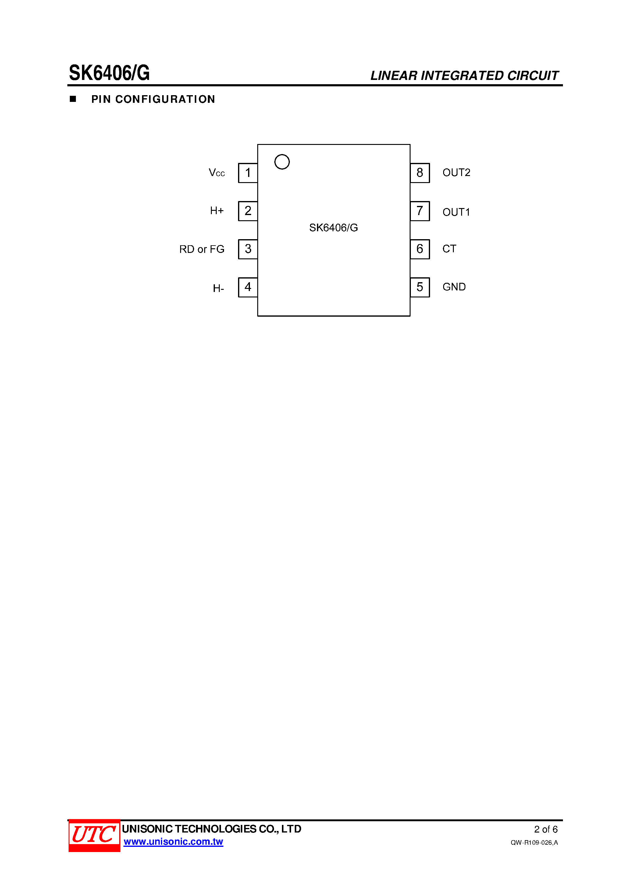 Datasheet SK6406 - 2-PHASE DC-FAN MOTOR PRE-DRIVER IC page 2