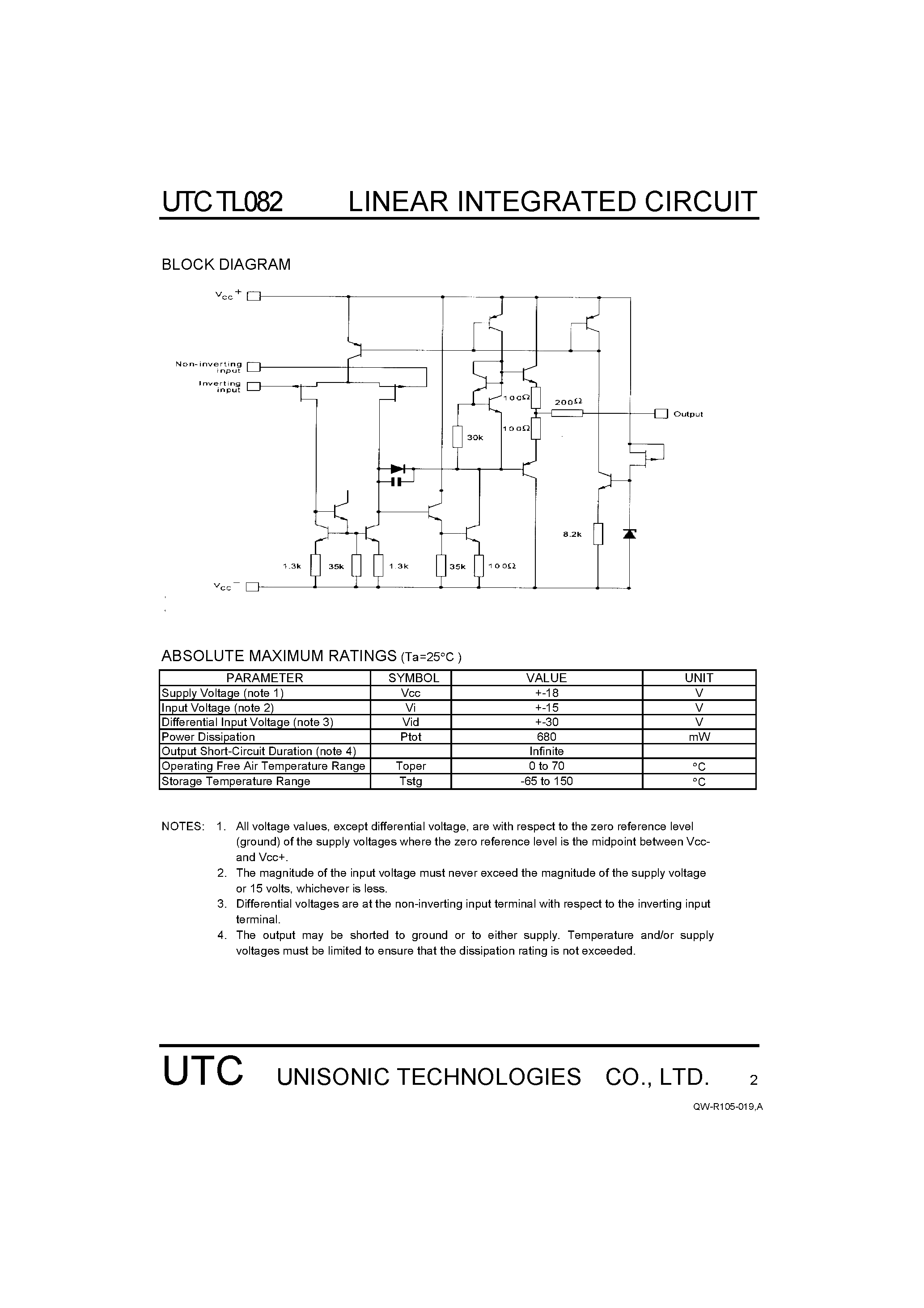 Datasheet TL082 page 2 Datasheet TL082 - GENERAL PURPOSE DUAL J-FET OPERATION AMPLIFIER page 2