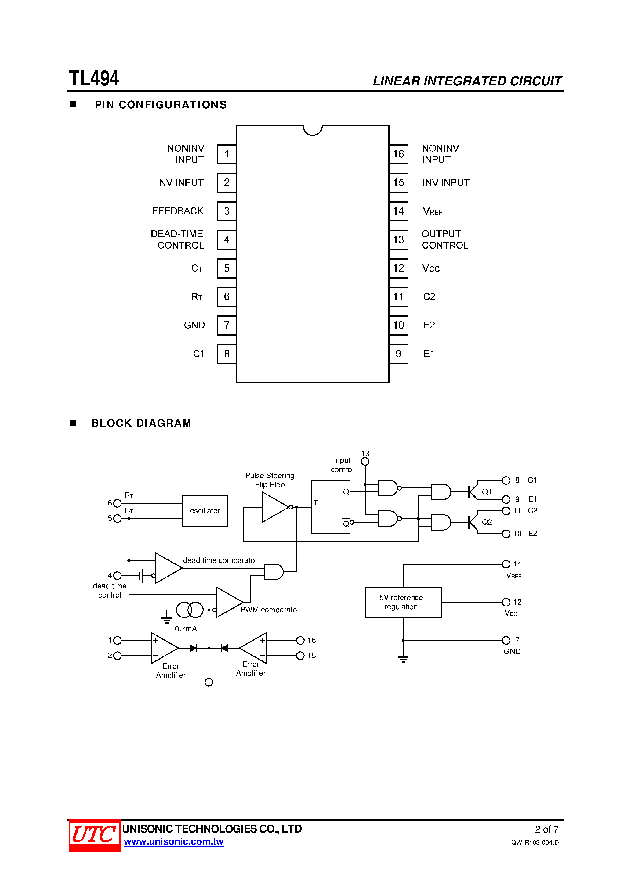Datasheet TL494 - VOLTAGE MODE PWM CONTROL CIRCUIT page 2