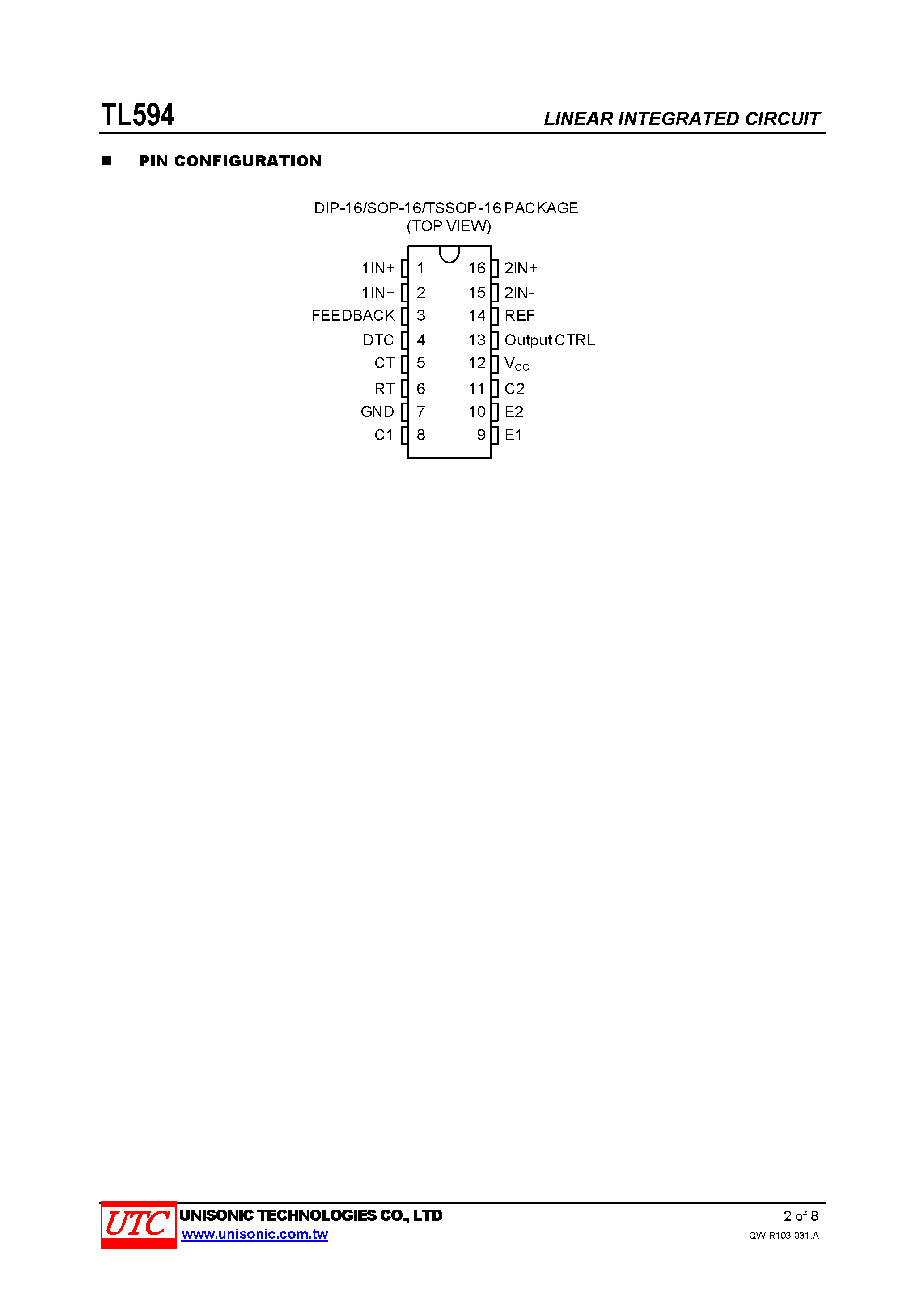 Datasheet TL594 page 2 Datasheet TL594 - PULSE-WIDTH-MODULATION CONTROL CIRCUIT page 2