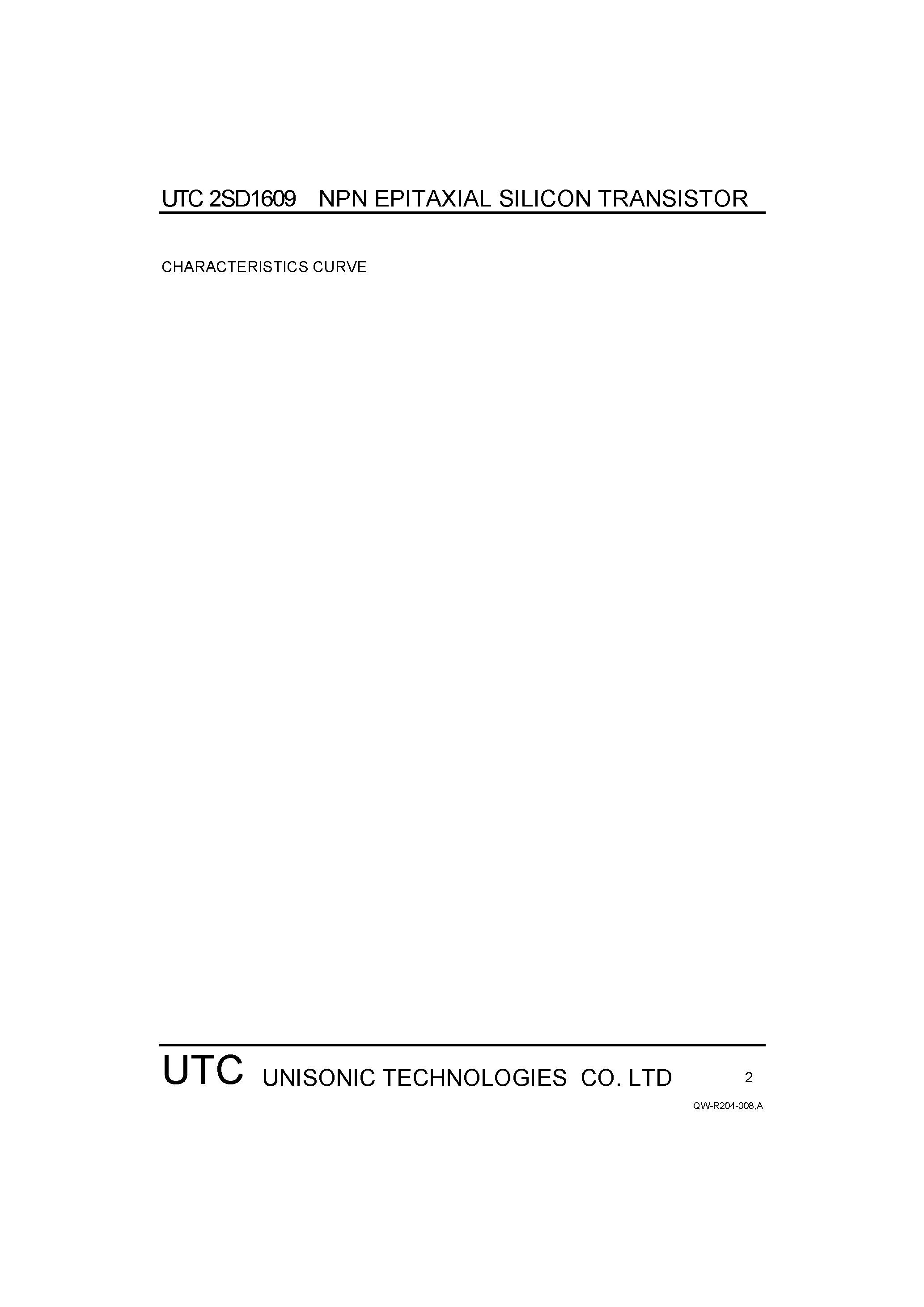 Datasheet 2SD1609 page 2 Datasheet 2SD1609 - NPN EPITAXIAL PLANAR TRANSISTOR page 2