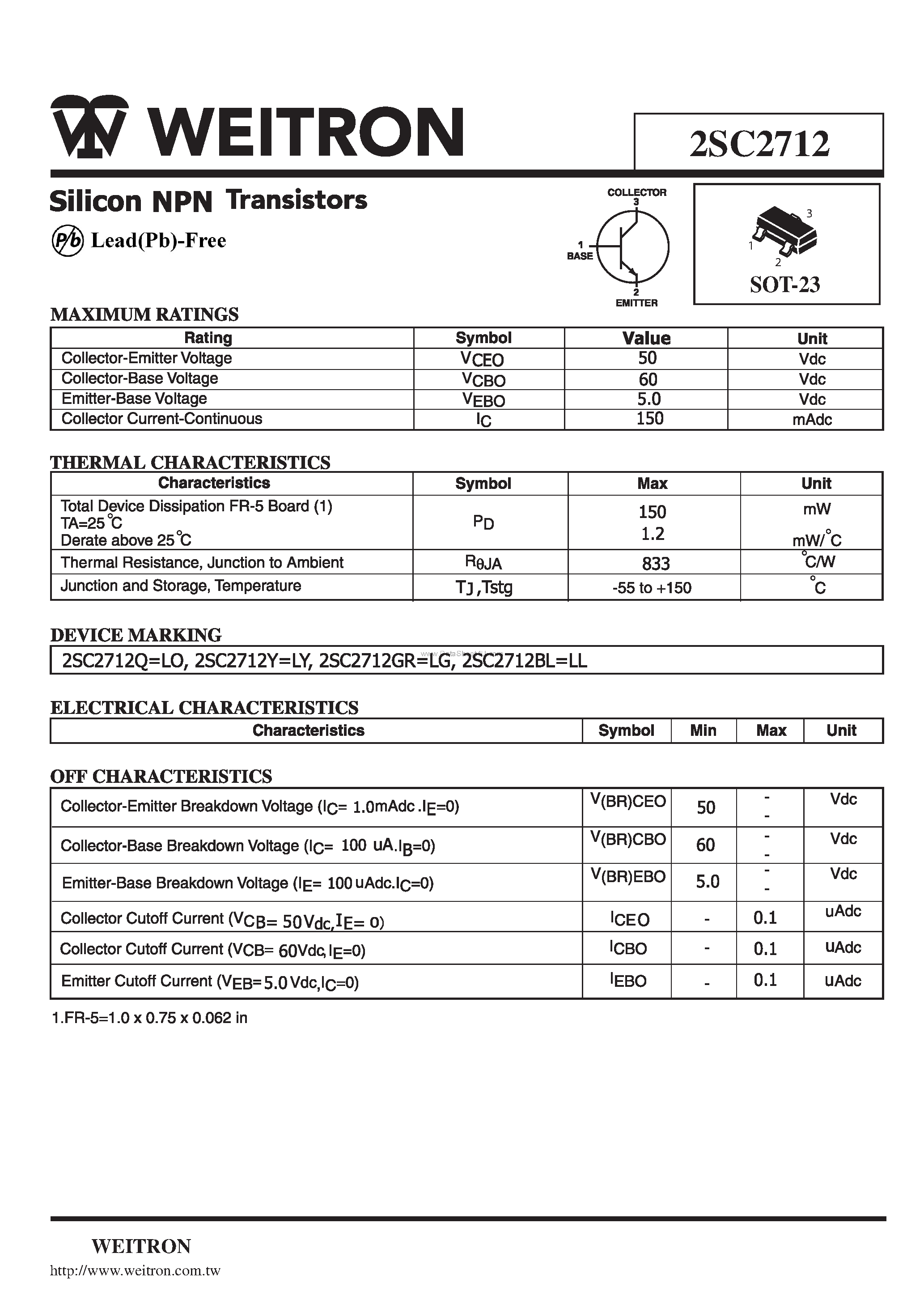 Даташит на микросхему 2SC2712 страница 1 Даташит 2SC2712 - Silicon NPN Transistors страница 1