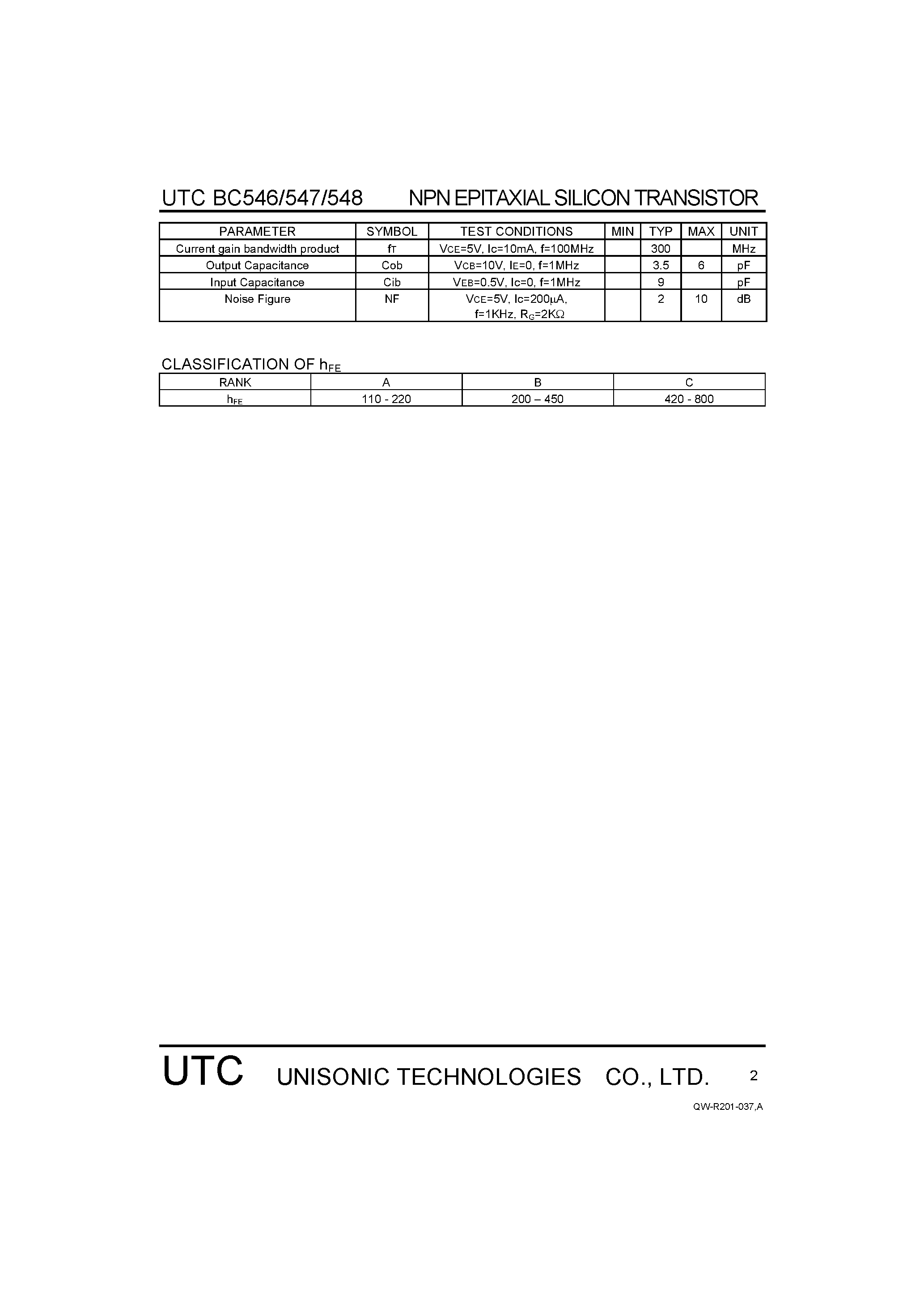 Даташит на микросхему BC546 страница 2 Даташит BC546 - (BC546 - BC548) SWITCHING AND AMPLIFIER APPLICATIONS страница 2