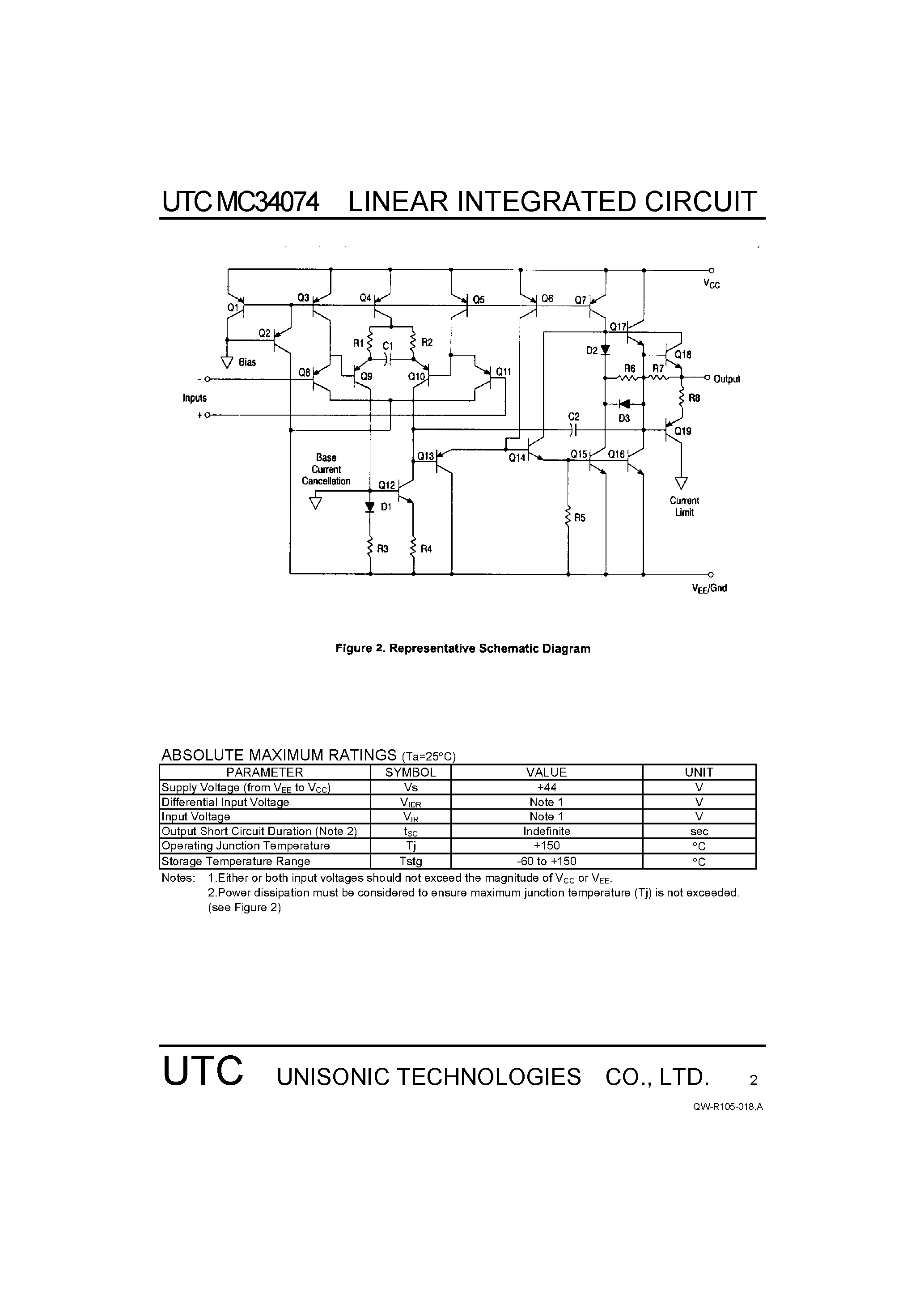 Datasheet MC34074 - SINGLE SUPPLY OPERATIONAL AMPLIFIER page 2