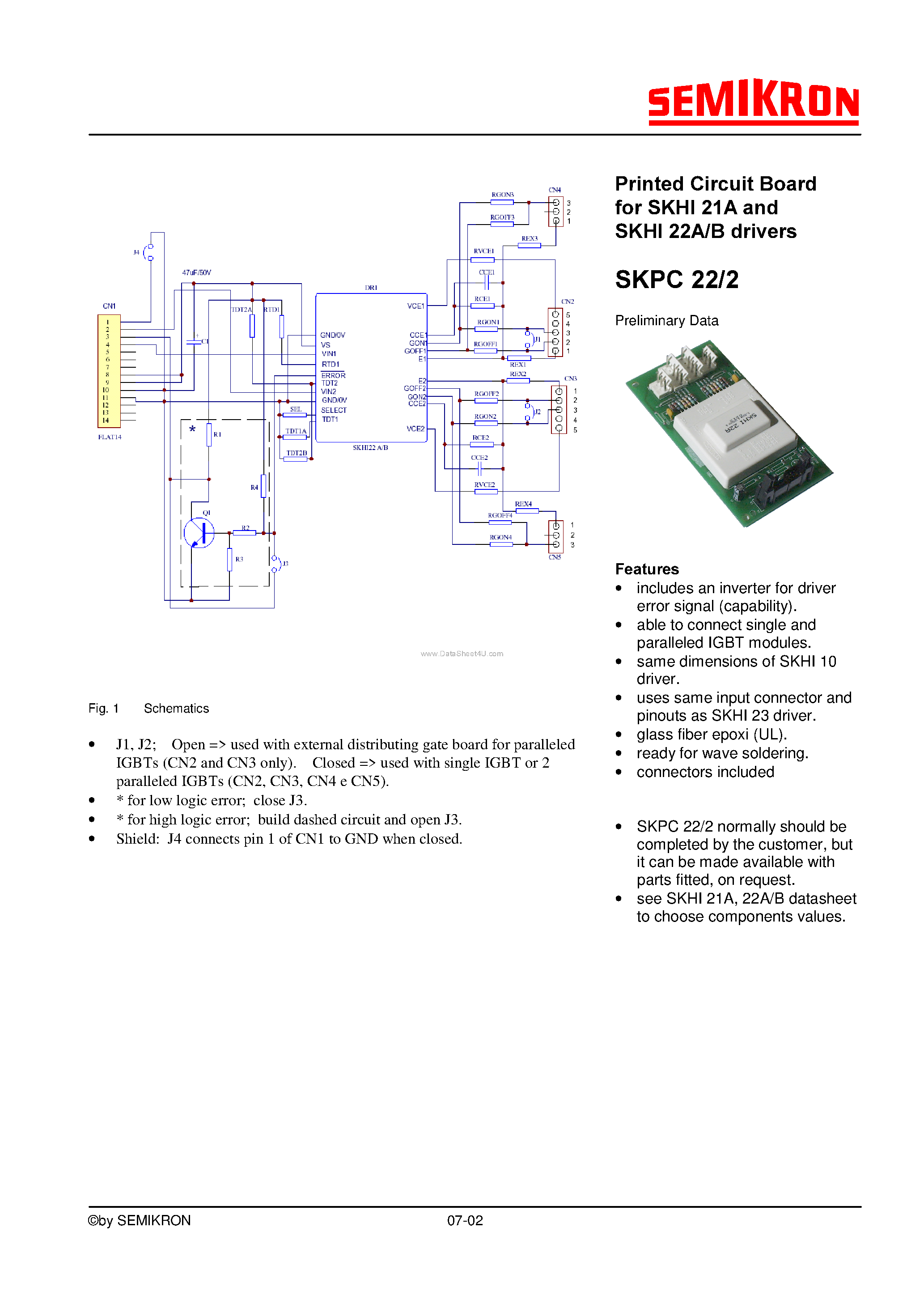 Datasheet SKPC22/2 - PRINTED CIRCUIT BOARD page 1